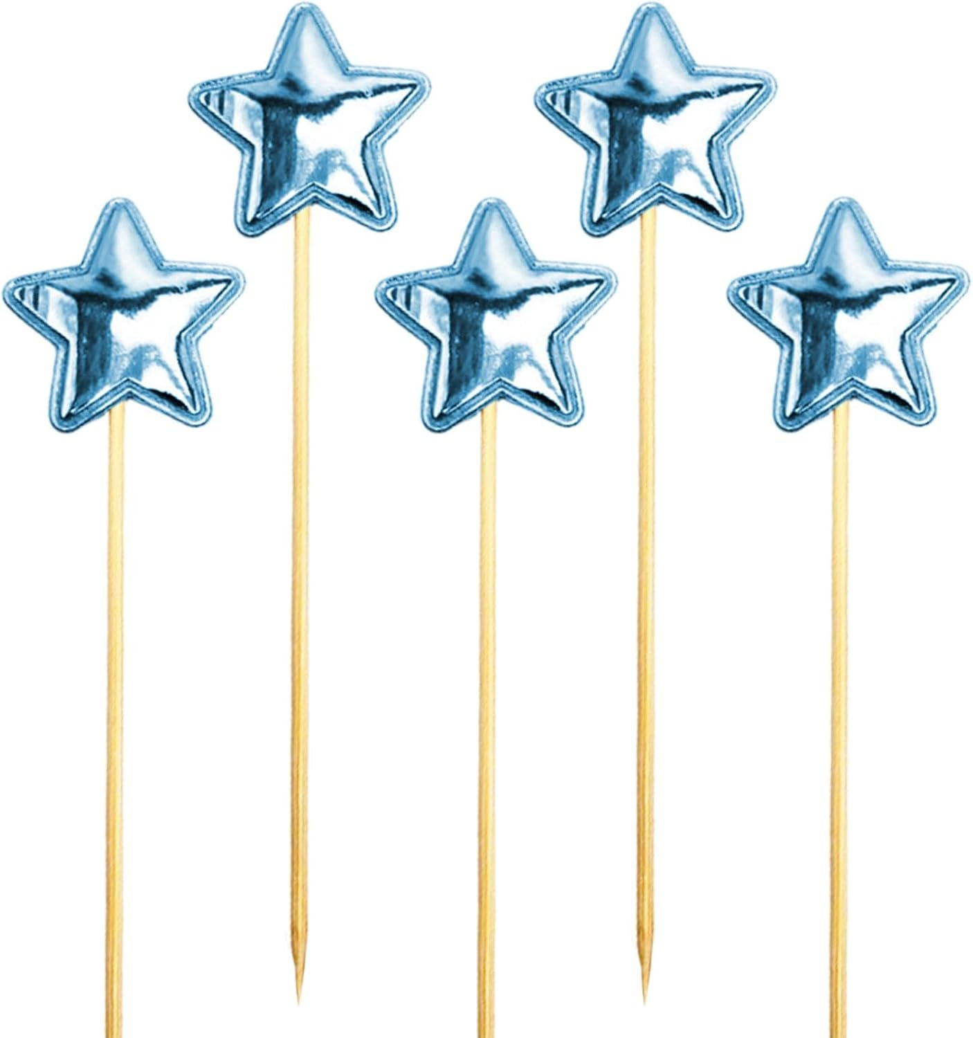 Glitter Star Cake Toppers - 5X Birthday Cake Toppers for Boys | Glitter Cupcake Baking Food Decor Picks for Boys Girls Holiday Cake Deliver Love image number 2