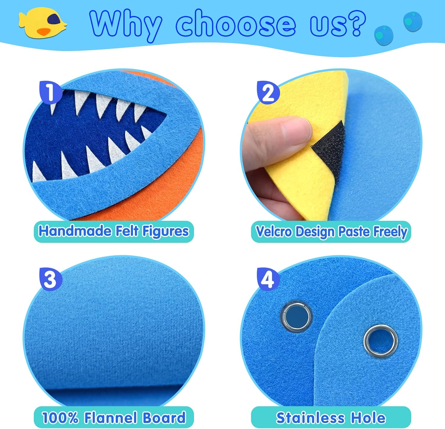 Craftstory Ocean Felt Board Story Set for Toddlers Children under the Sea 3.5 Feet Flannel-Stories Shark Octopus Toys Wall Activity Storytelling Teaching image number 2