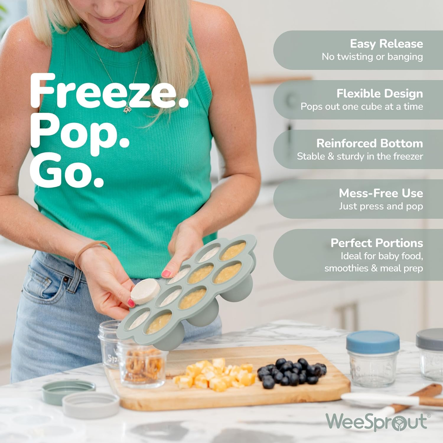 Weesprout Baby Food Freezer Tray with Hard Plastic Lid (Temp RED) image number 2