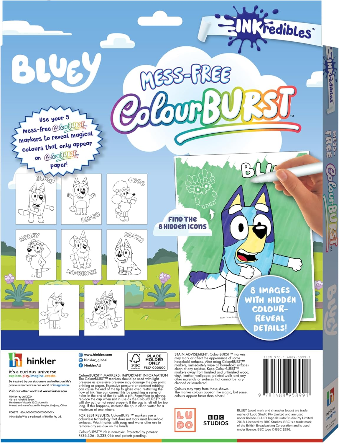 Inkredibles Colour Burst Bluey - 32 Pages of Colouring Fun with 6 Mess-Free Markers image number 4