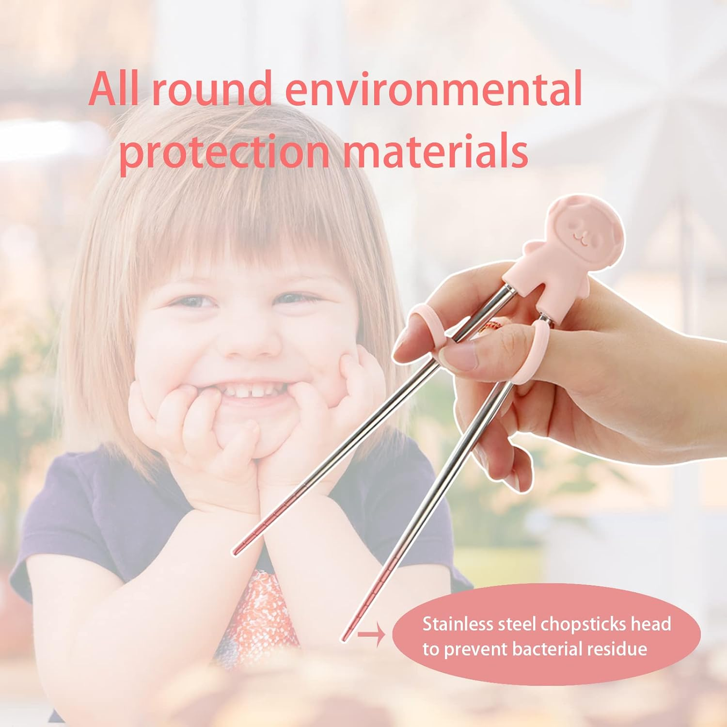 2 Pairs Training Chopsticks with Case Learning Chopstick Helper Stainless Steel Reusable Metal Beginner Chopsticks Pink and Blue image number 1