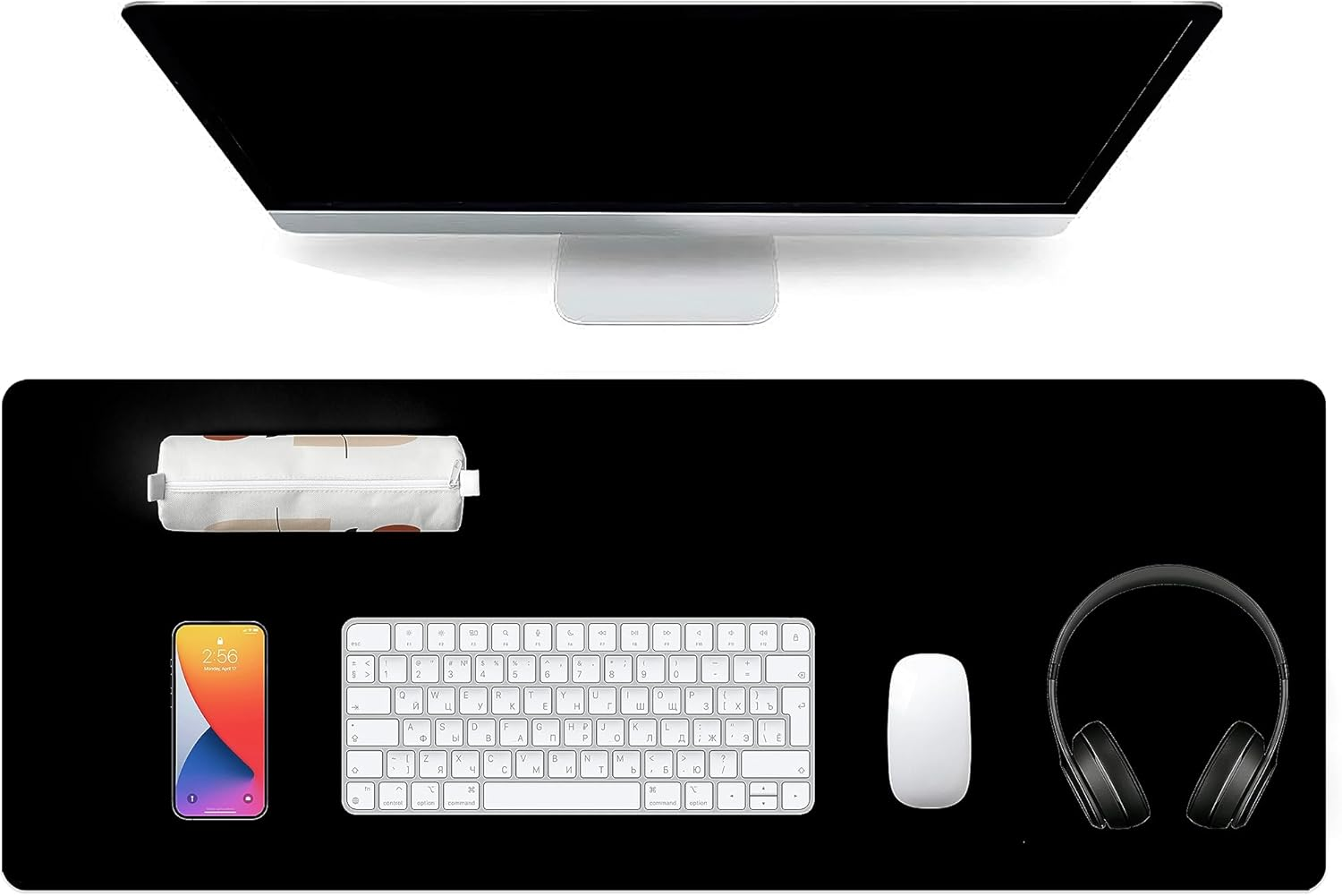 Japanese Sea Wave White Large Mouse Pad, Gaming Pad Mousepad Extended Kanagawa Mat Desk XL with 3Mm Thick Long Non-Slip Rubber Base Mice 31.5 X 11.8 Inch,