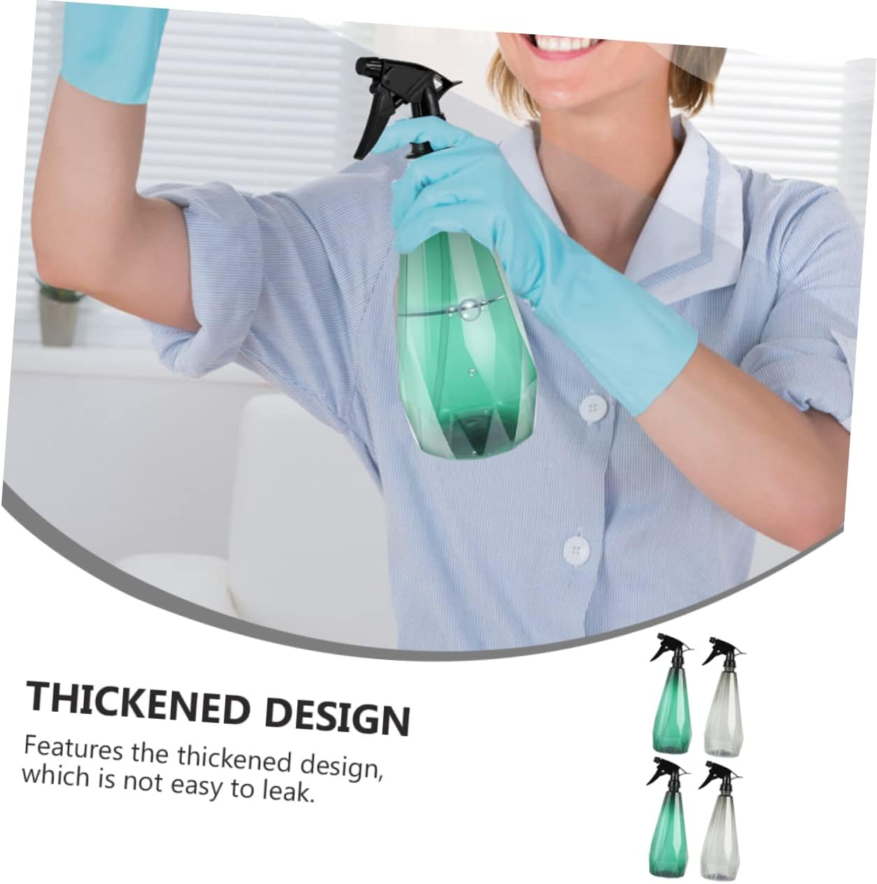 Yardenfun 4Pcs 1L Gardening Spray Bottles Multipurpose Refillable Water Sprayer for Plants Hair Salon Cleaning with Diamond Pattern in Starry Gray and Bamboo Green for Home and Garden Use image number 5
