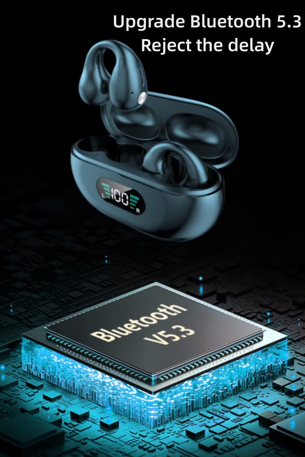 Wireless Ear Clip Bone Conduction Headphones Bluetooth Painless Open Ear Clip on Headphone,Waterproof Mini Sport Running Bicycle Earring Earphone,Noise Cancelling Hifi Quality Long Battery Life image number 5