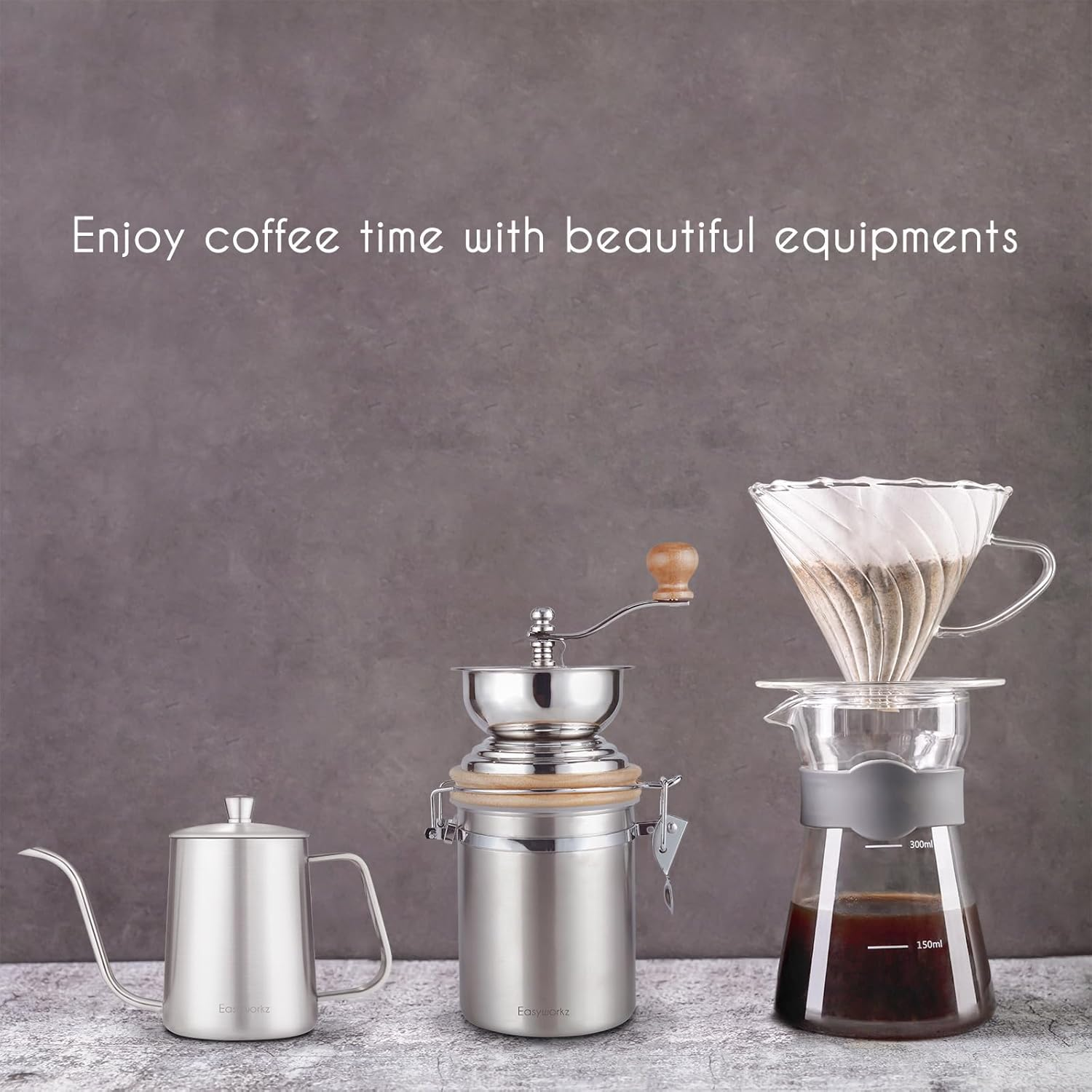 Easyworkz Manual Coffee Grinder - Adjustable Settings, Airtight Canister - Coffee Bean Mill Tool for Kitchen, Hand Crank Coffee Grinder image number 2