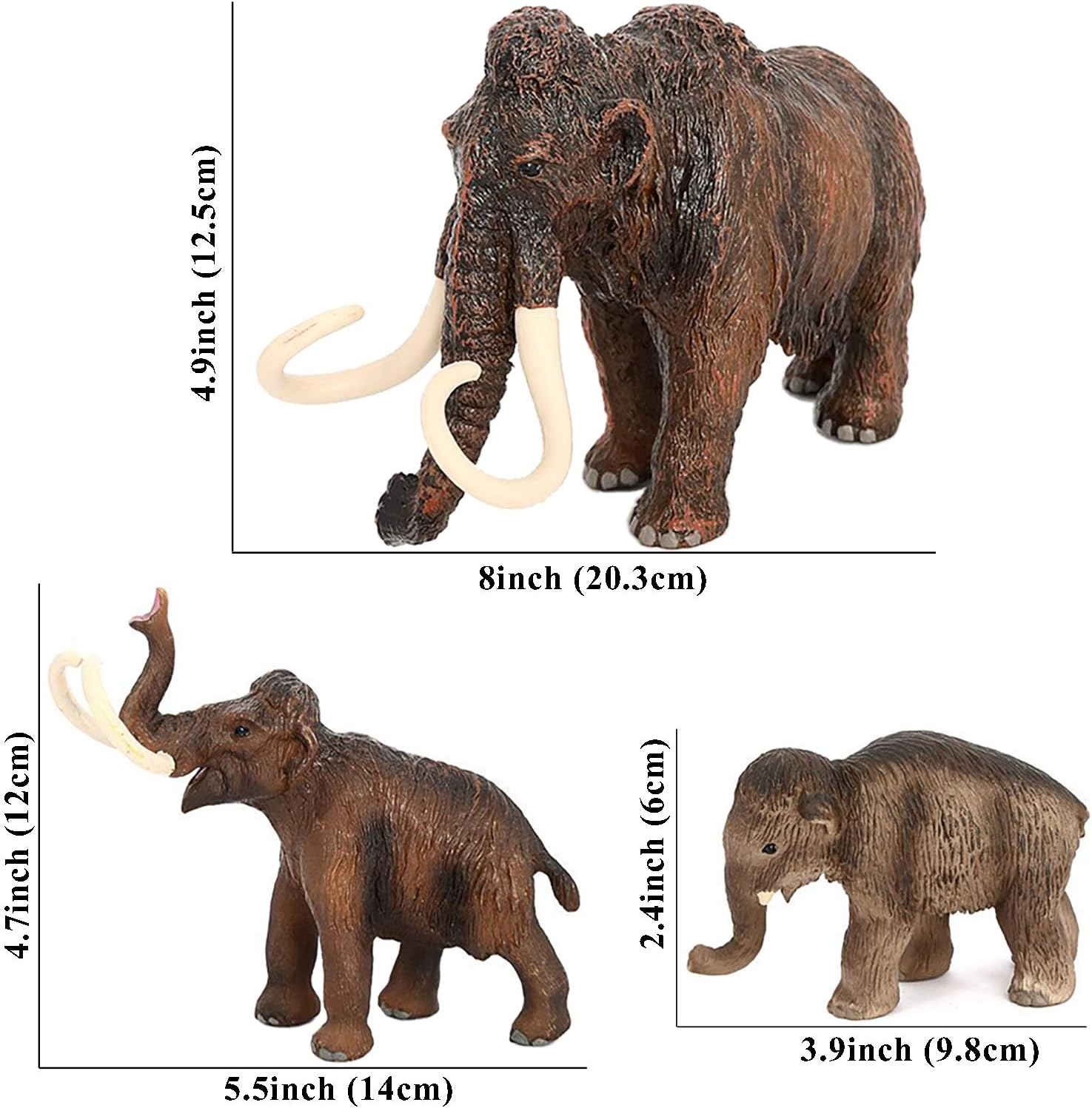 3PCS Figurines Mammoth Family Toys,Realistic Ancient Elephant Figurines Model, Cake Toppers Playset Eduactional Toys Party Playset Toys Ideal Gift image number 3