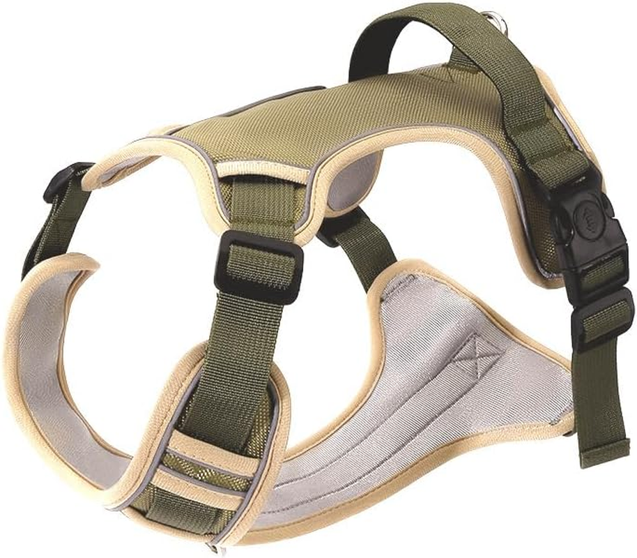 Escape Proof Dog Harness - No Pull Dog Harness with Handle, Soft Padded Reflective and Adjustable Full Body Pet Harness Vest for Medium Large Dogs Walking Hiking Training (Army Green, Small) image number 1