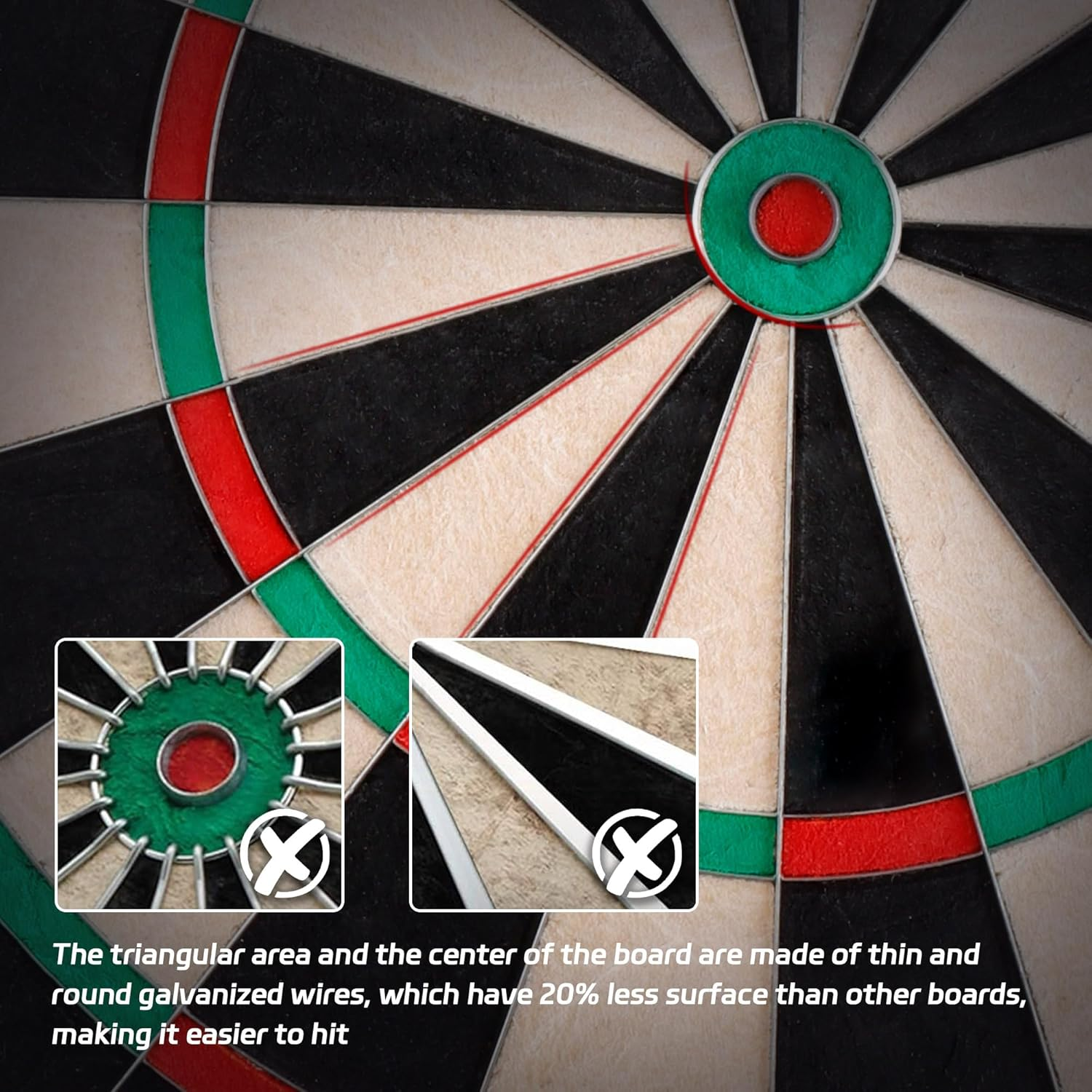 Cyeelife Wire Sisal Bristle Dartboard,Professional Steel Tip Dartboard Set with 6Pcs Metal Tip Darts and Accessories image number 5