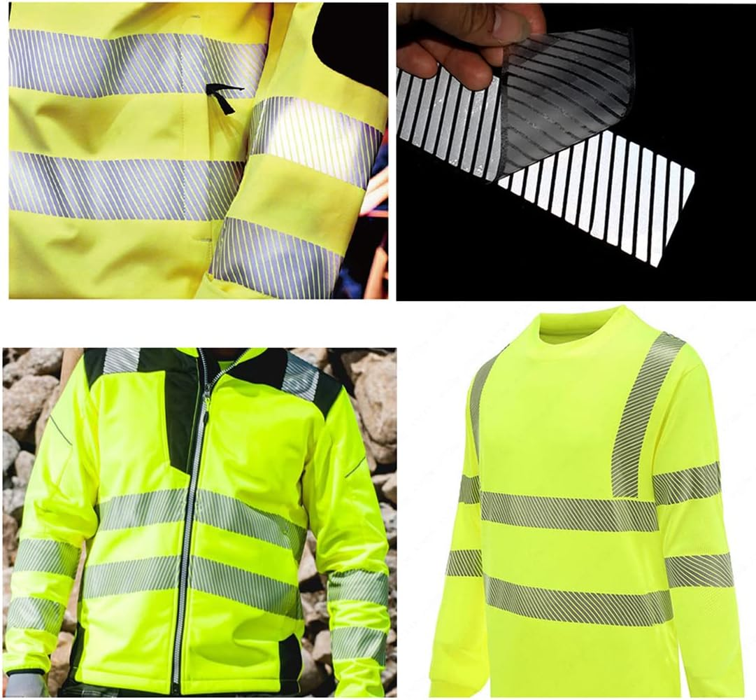 2" Safety Silver Reflective Iron on Fabric Clothing Tape Stripe Heat Transfer Vinyl Film M02, 2" X 33Ft