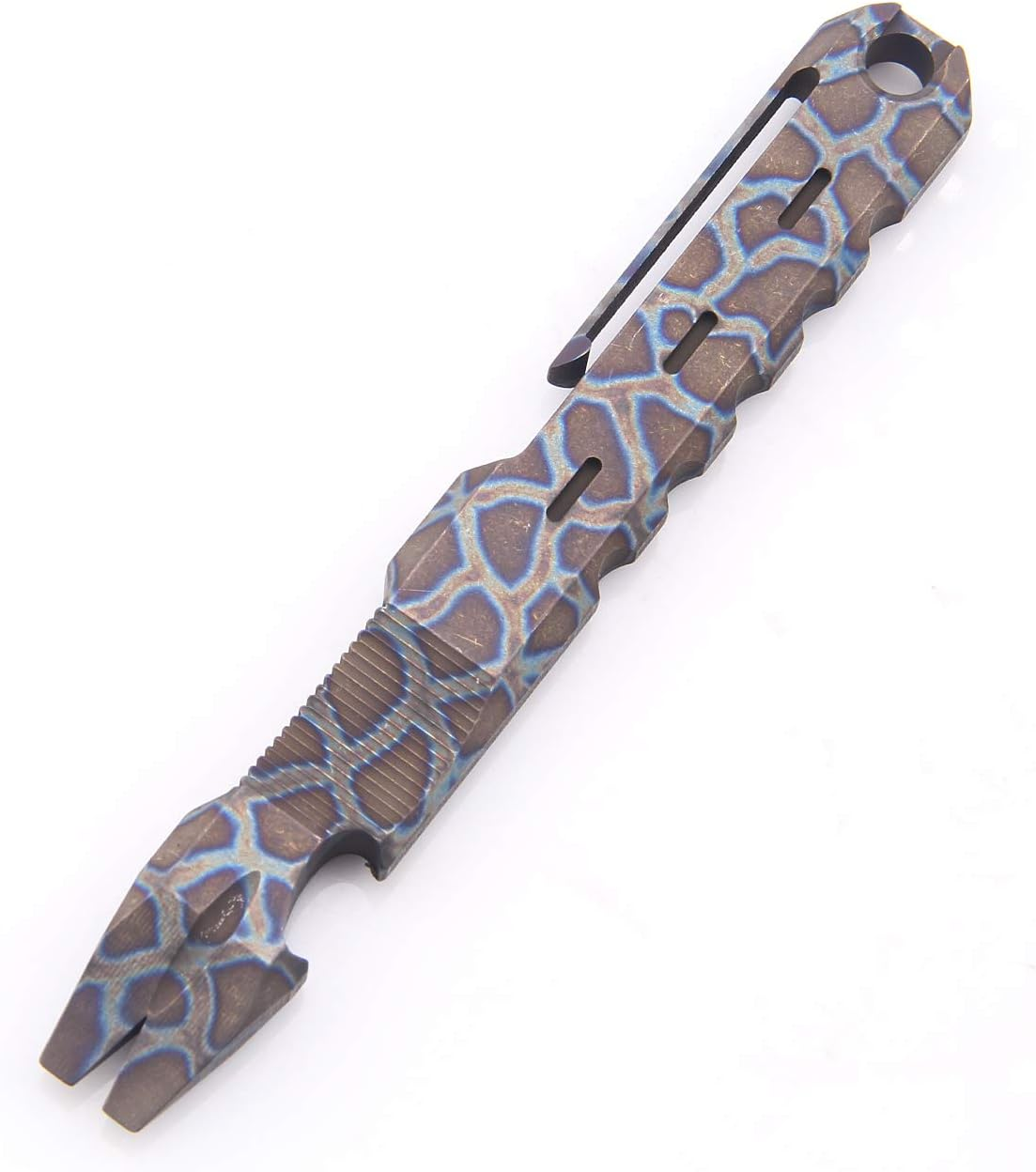 Hamans Titanium EDC Pry Bar with Nail Puller Bottle Opener Function with Pocket Clip EDC Tool (Grey)