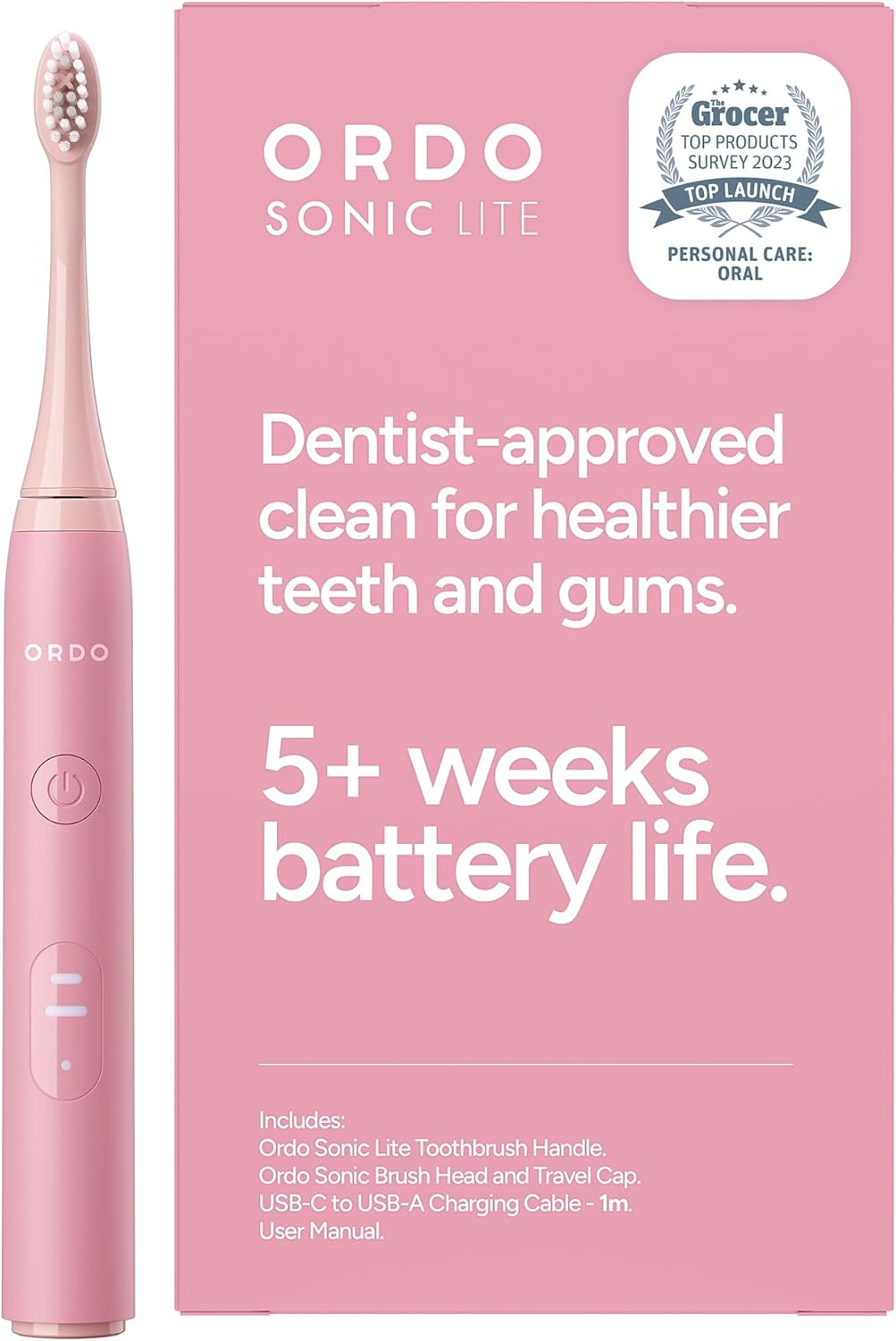 Ordo Sonic Lite | Sonic Toothbrush with 35,000 Pulses/Min | Electric Toothbrush for Adults | Dual Modes | 5+ Weeks Battery | Smart Timer | Waterproof | USB-C Stone