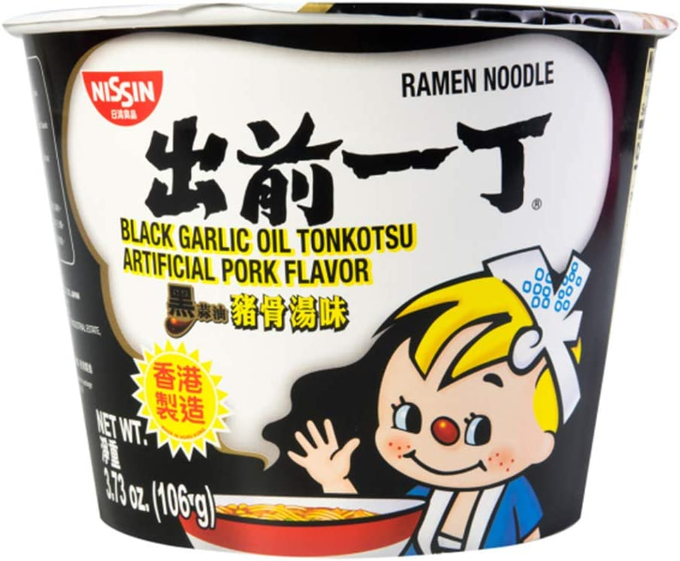 Nissin Black Garlic Oil Tonkotsu Instant Noodles Bowl, 106 G, Pork image number 1