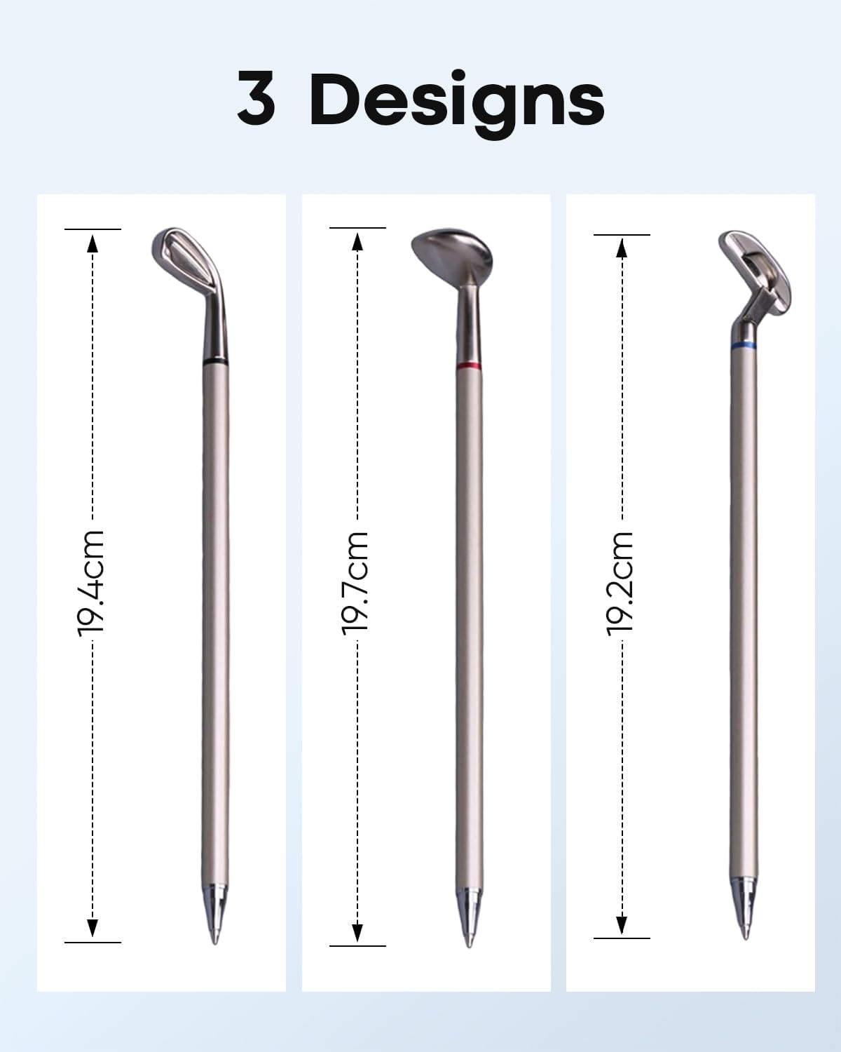Golf Pen Set Desktop Games - 3 Golf Clubs Pens with Balls and Flag, Red, Blue and Black Three Kinds of Ink - Funny Gifts for Golfers, Coworkers, Boss - Stocking Stuffers Birthday Gift