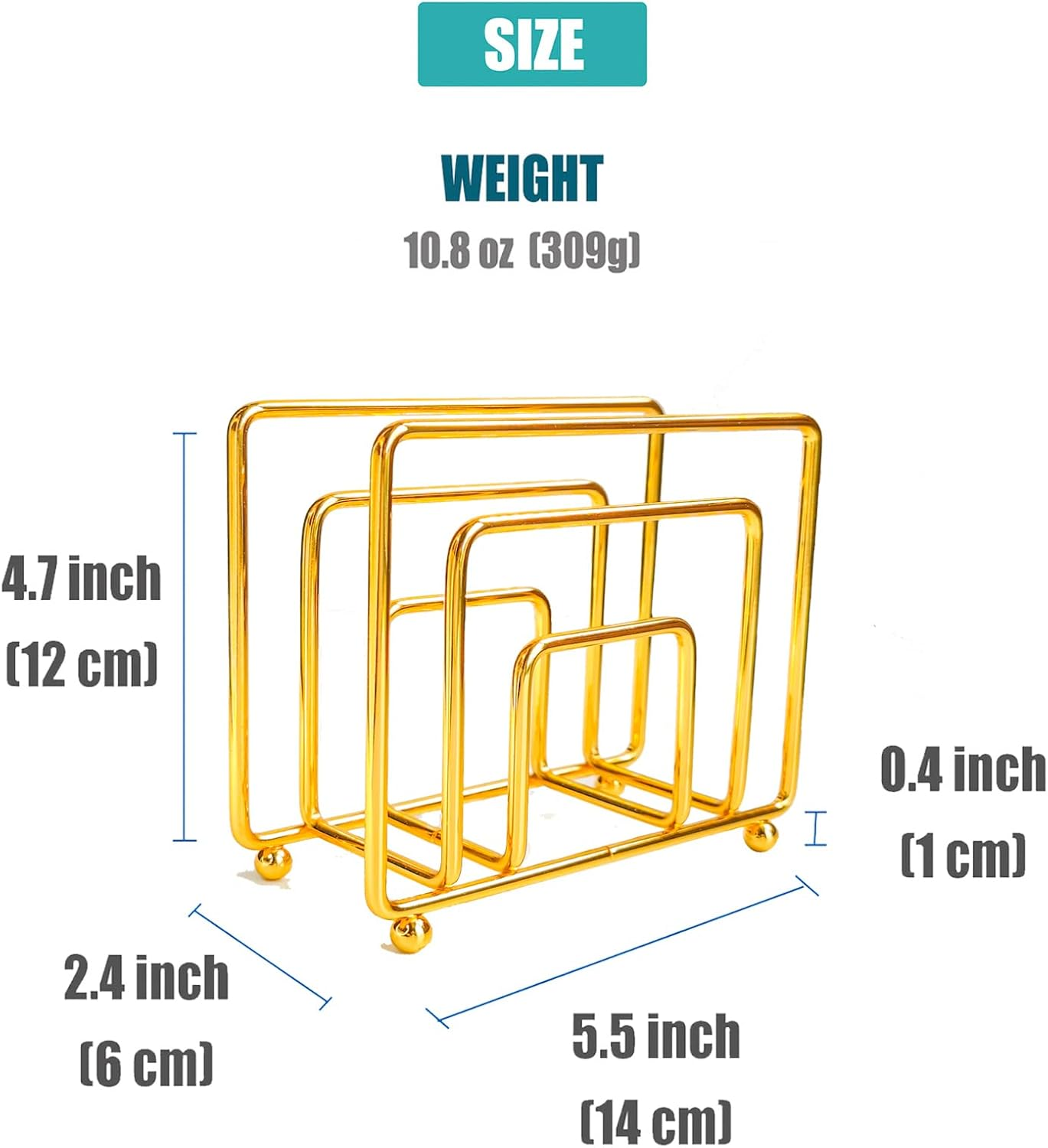 Napkin Holder Freestanding Metal Tabletop Tissue Dispenser for Tables, Dining, Kitchen, Restaurant, Picnic (Gold) - Gold image number 6