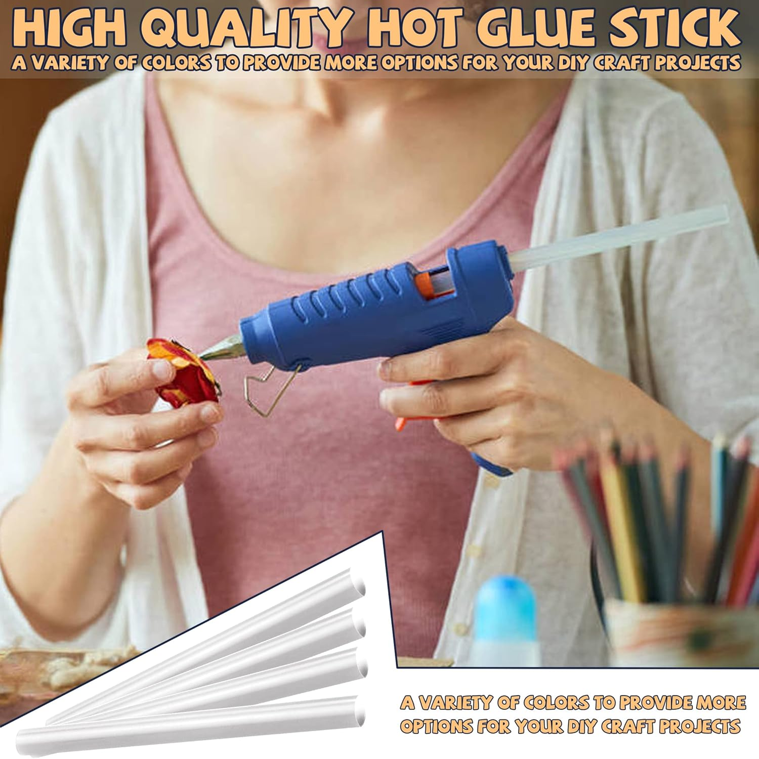 120 Pack Colord Hot Glue Sticks, 3.9'' Melt Adhesive Glue Sticks for Handmade Arts,Crafts,General Repair and Holiday image number 2