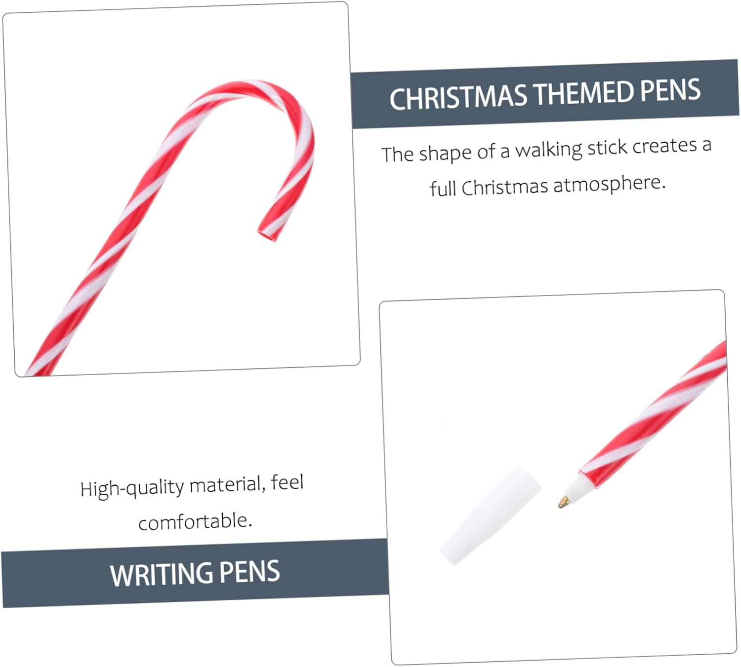 6Pcs Christmas Cane Pen Writing Pen Cute Stationery for Boys and Girls Umbrella Twist Design for Boy Girl'S Random Color