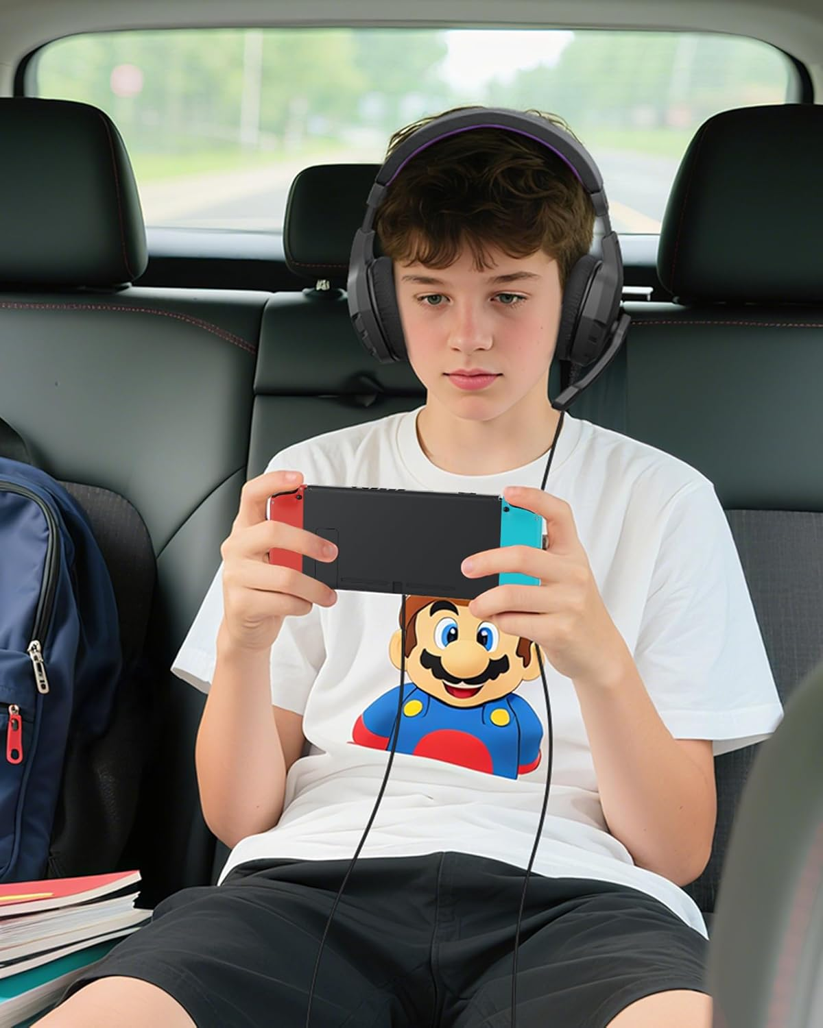 NUBWO U3 Gaming Headset with Mic for PC, PS4, PS5, Xbox1, Mac, Switch, Wired Over-Ear Gaming Headphones with Mic Clear Call, Lightweight & In-Line Control-Purple