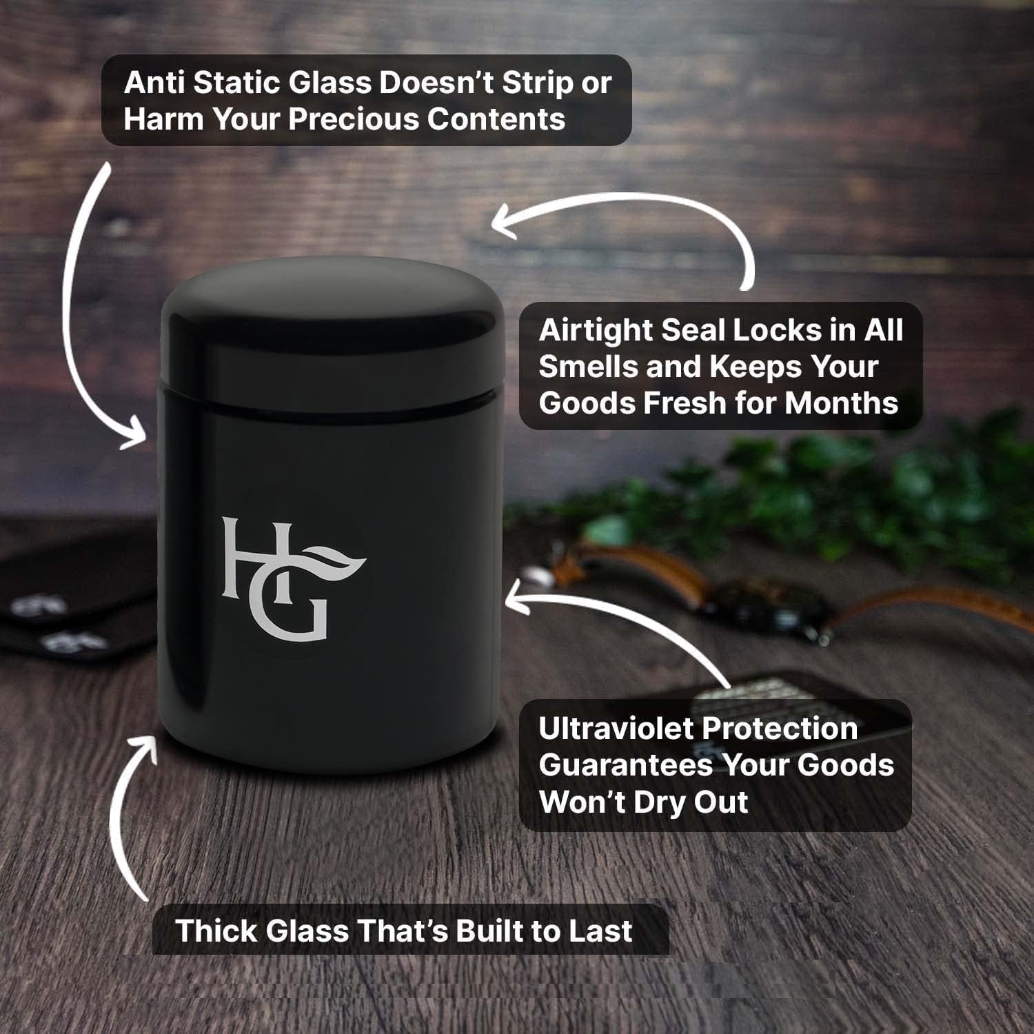 Herb Guard - Half Oz Smell Proof Jar and Airtight Container (250 Ml) Comes with Humidity Pack to Keep Goods Fresh for Months image number 3