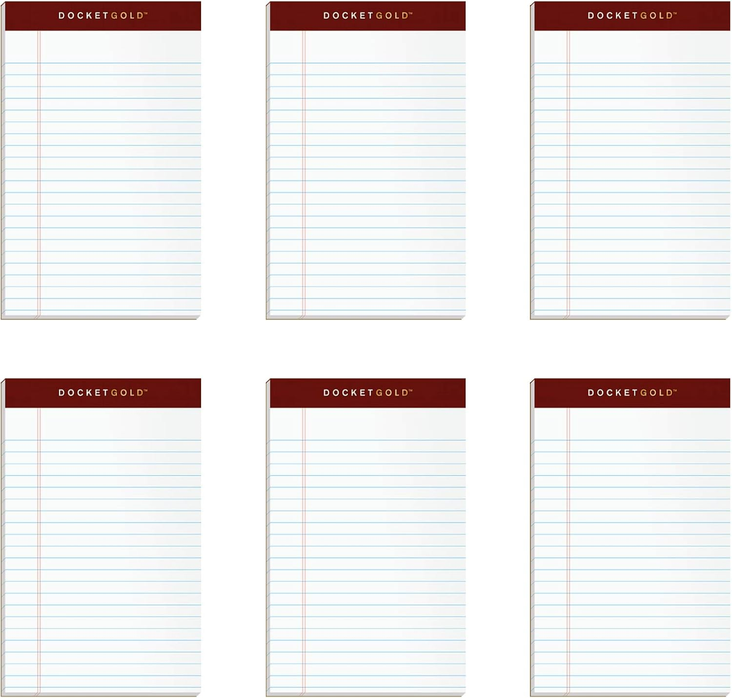 TOPS 8.5 X 11 Legal Pads, 6 Pack, Premium Docket Gold Brand, Narrow Ruled, Thick Yellow Paper, Sturdy Back, 50 Sheets, Made in USA (63941)