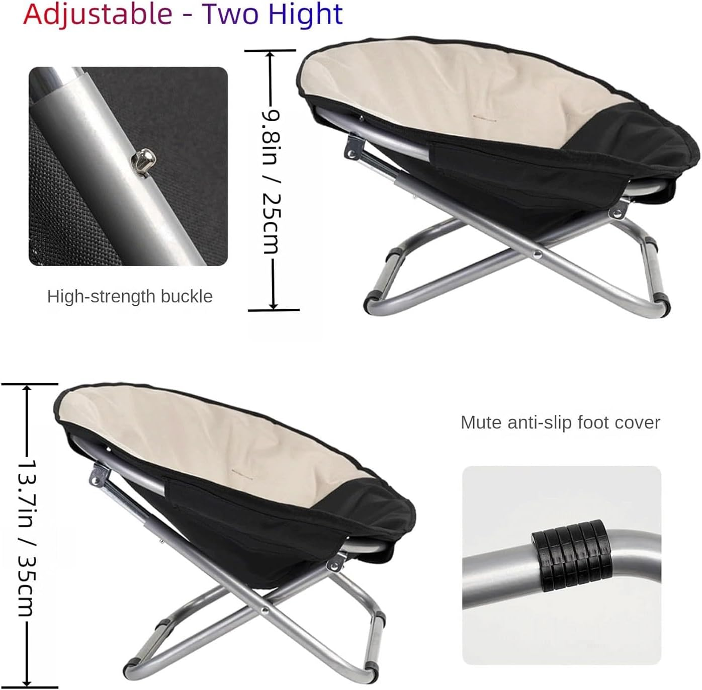 Portable Folding Pet Chair &ndash; Elevated Foldable Cat & Puppy Bed, Cozy Rocking Moon Chair with Sturdy Metal Frame for Bedroom, Apartments, Lounging & Garden image number 5