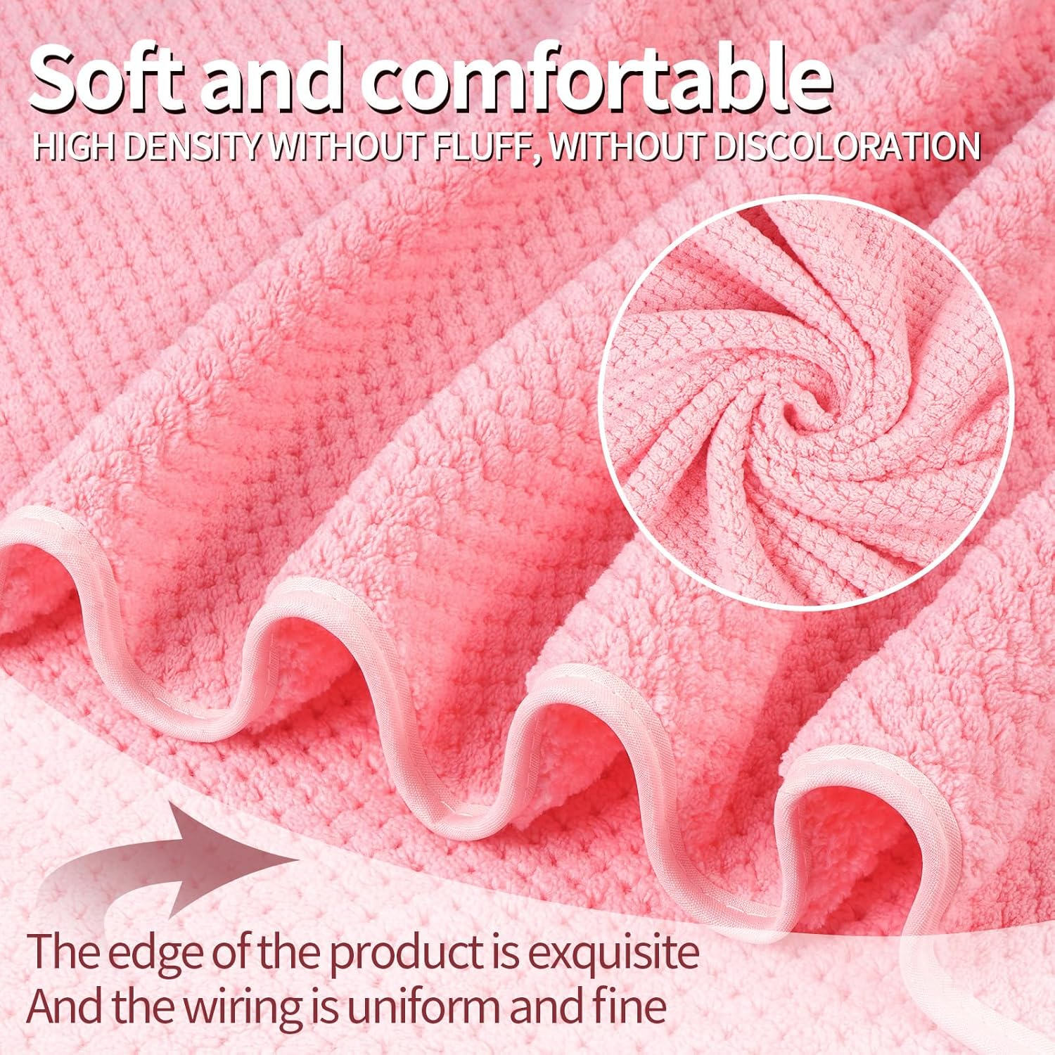 Bath Towels 2 Pack High Water Absorbent Bathroom Towel Set Soft Towels for Bathrooms, Beach, Swimming Pool, Gym, and Spa (Pink+Dark Grey) image number 6