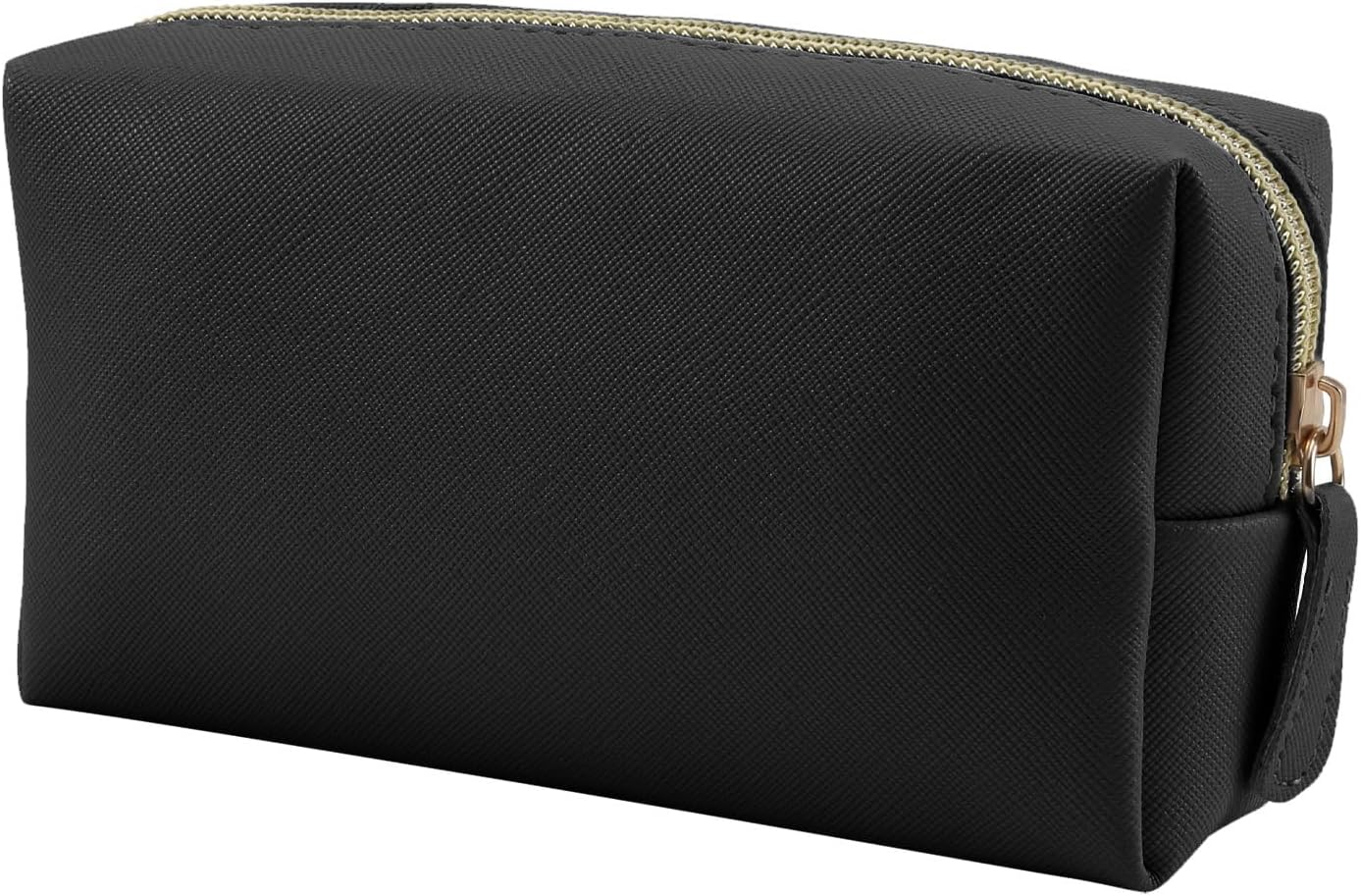 Leather Makeup Bag for Purse Travel, Portable Small Cosmetic Organizer for Women and Girls, Make up Bag with Zipper