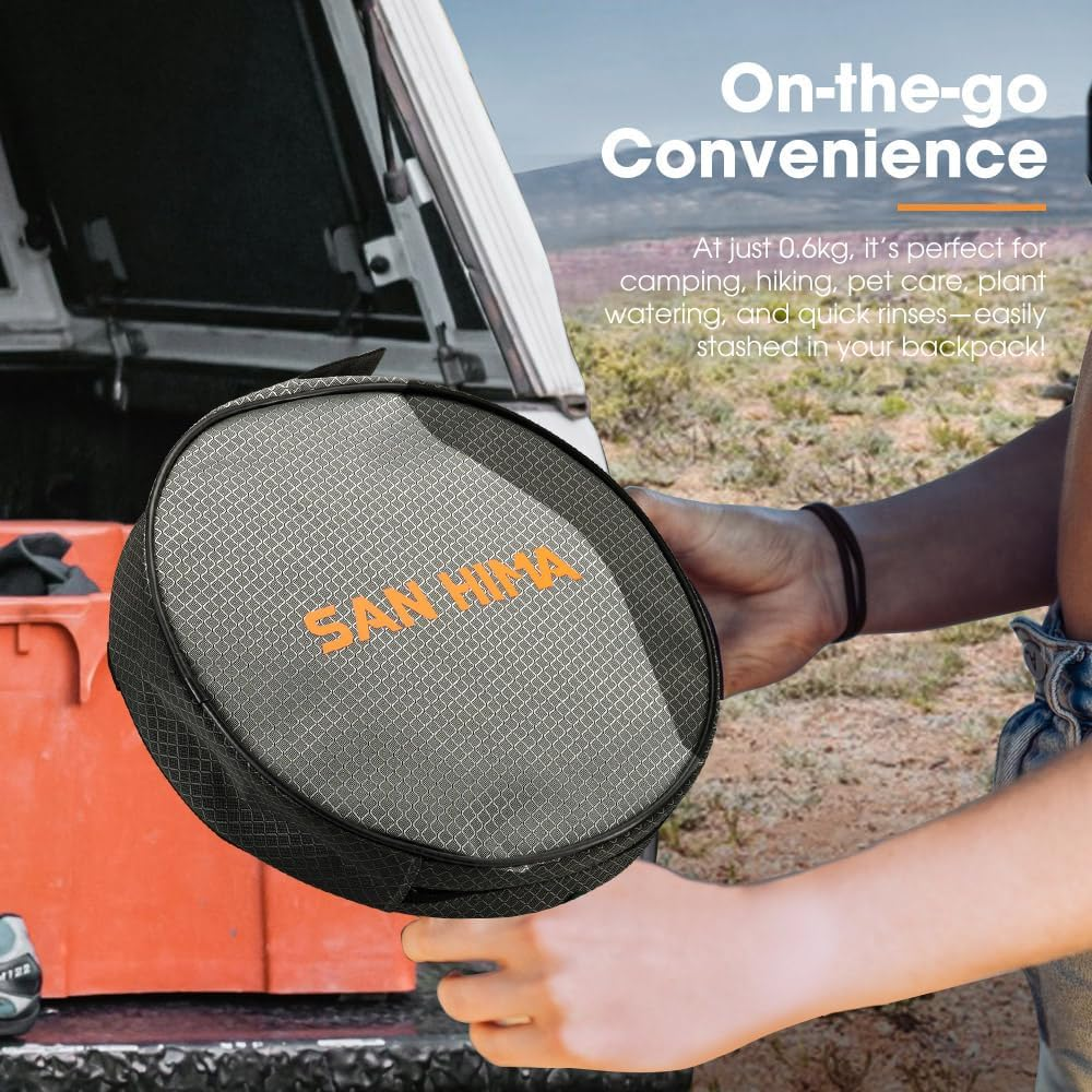 San Hima Portable Camping Shower with Rechargeable Lithium Battery with Two Changeable Showerhead, 2.5-3.5L/Min Lightweight Easy Operation Shower with Pump & Mesh Filter for Outdoor Camping image number 5