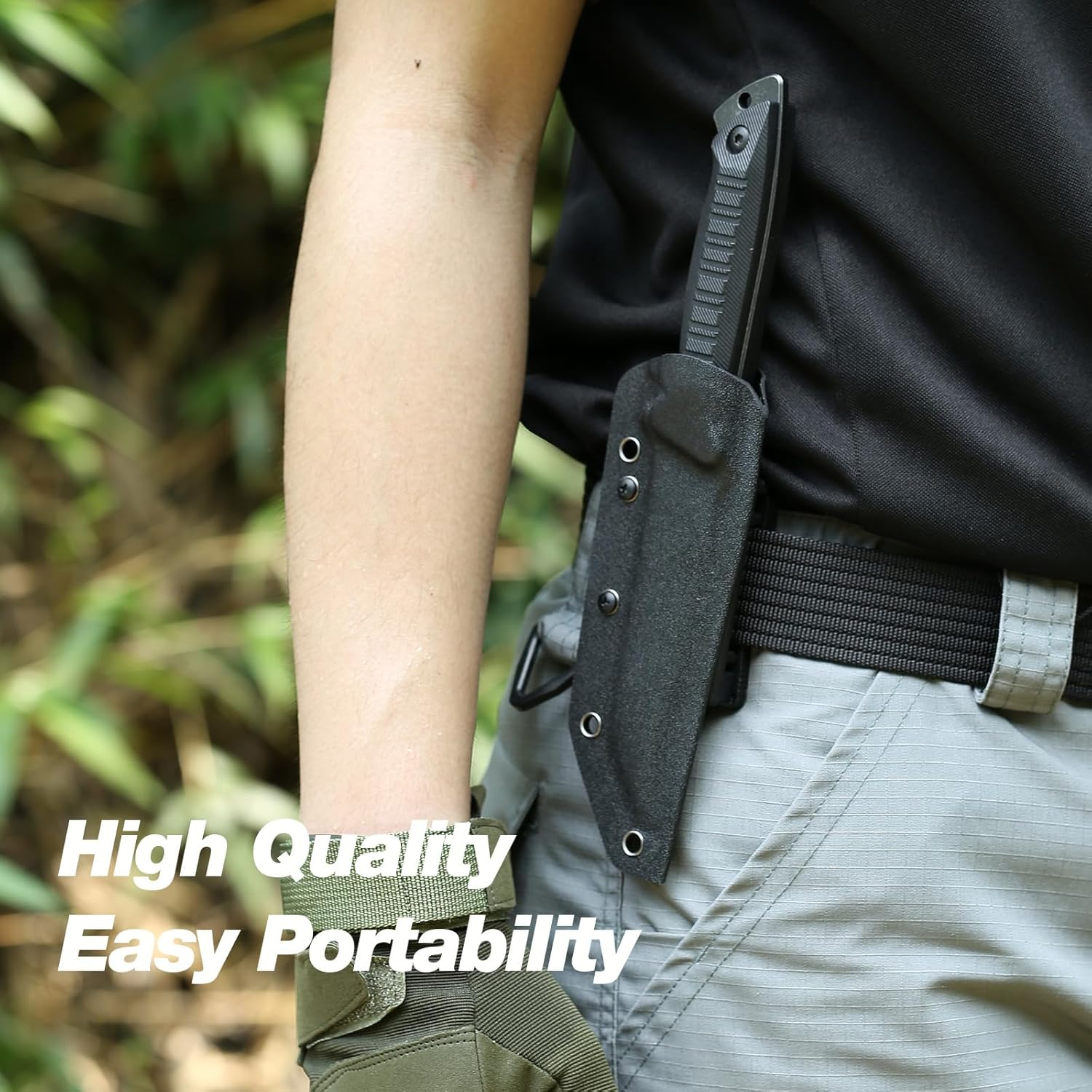 KHU Fixed Blade Knife Survival Knife Full Tang Outdoor Knife Bushcraft Knife - 420HC Steel Nylon Plastic Handle with Kydex Sheath - 03A image number 5