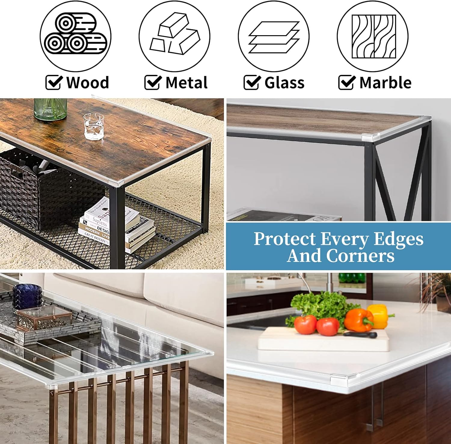 Edge Protector Baby Proofing Corner Protectors, 19.7Ft Clear Silicone Guards Strip Child Safety Edge Covers Bumper for Table, Cabinets, Crib, Sharp Edge Protector with 4 Pack Corner Guards image number 5