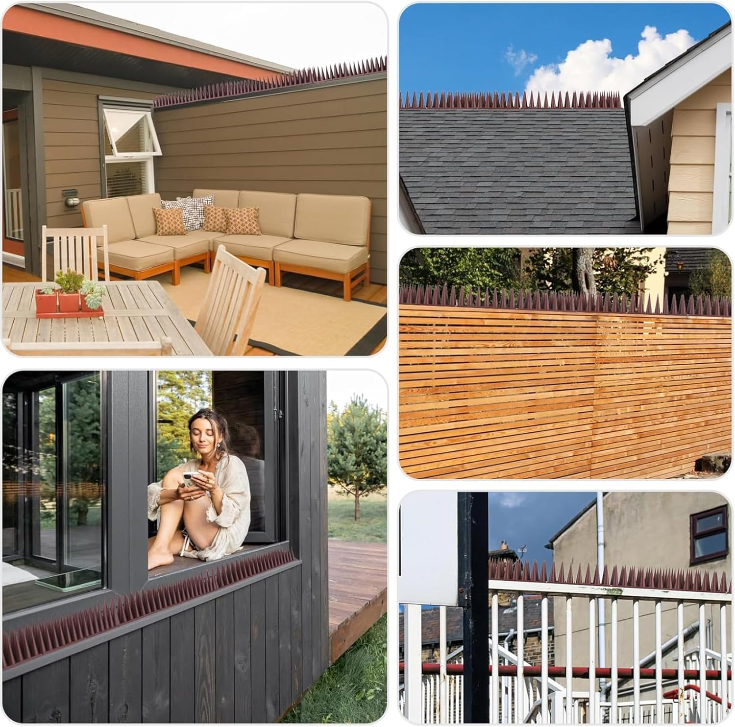 12Pack Bird Spikes, outside Bird Defender Spikes to Keep Birds Away, Plastic Bird Deterrent Spikes for Small Birds Pigeon Squirrel Raccoon Cats, Brown 33 * 4.5 * 4Cm image number 5