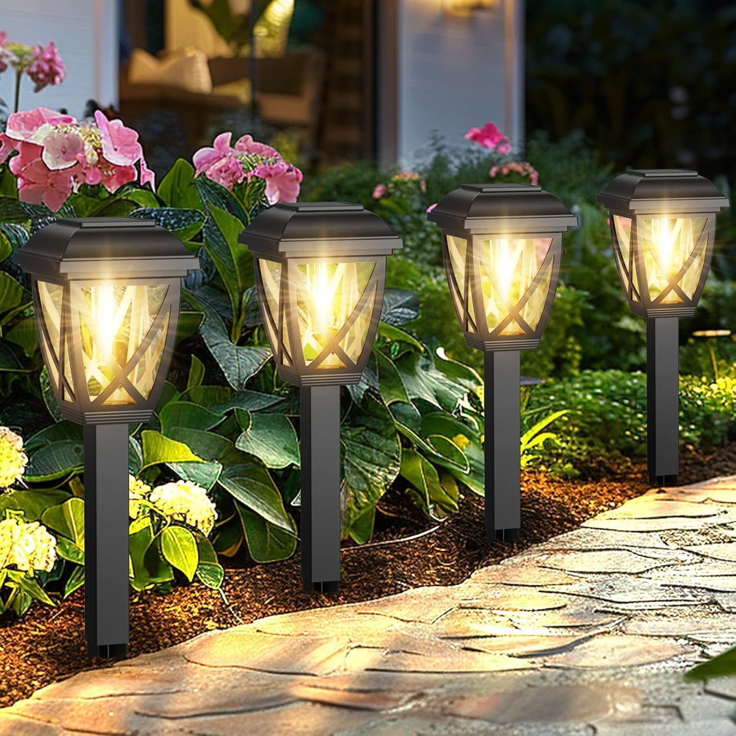 Solar Pathway Lights Outdoor 10 Pack, Bright Solar Lights Outdoor, Outdoor Waterproof Auto On/Off Outdoor Solar Lighting for Yard Landscape Path Lawn Patio Walkway