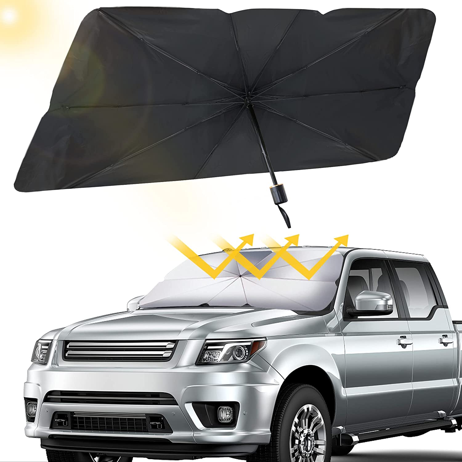 Foldable Car Umbrella Sunshade Cover UV Block Car Front Window (Heat Insulation Protection) for Sedan/Suv and Most Vehicles (57 X 31 Inches)