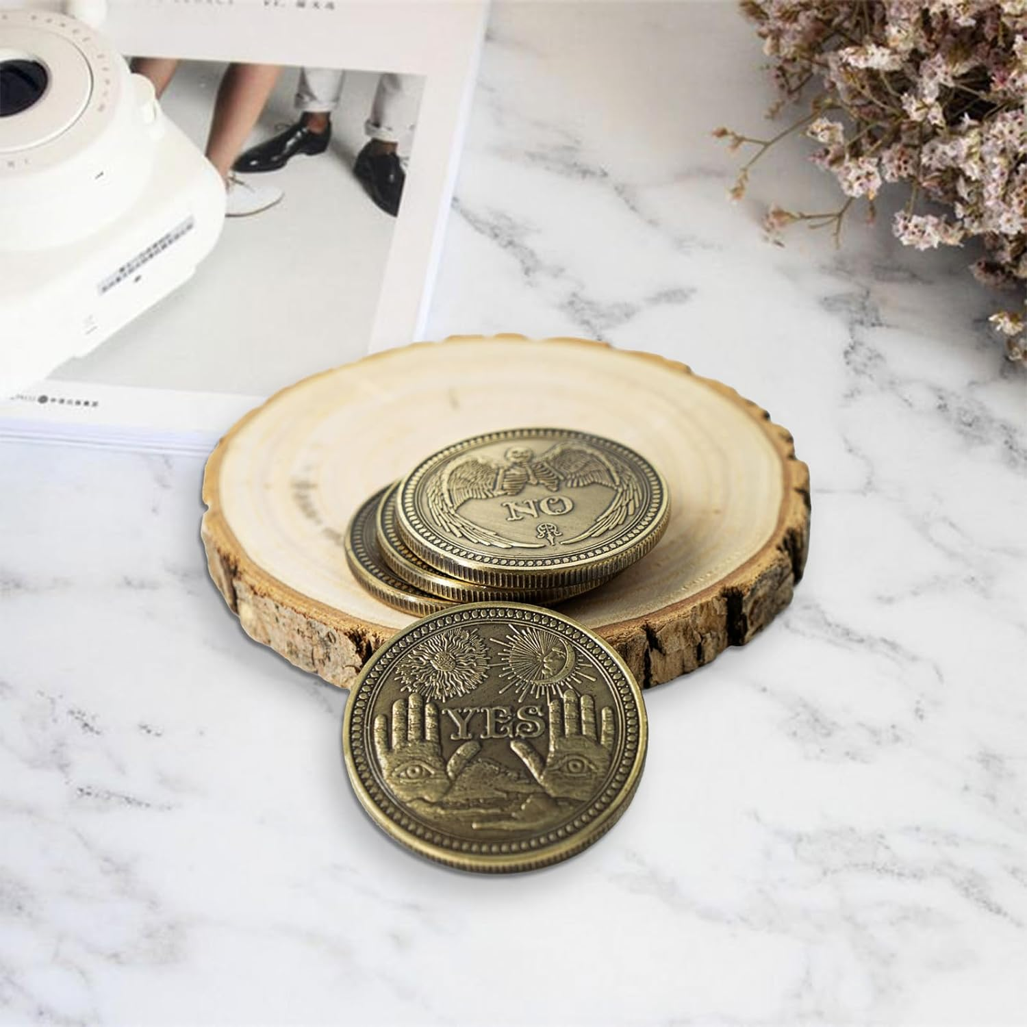 8 Pcs Yes No Challenge Coin Decision Maker Coin Lucky Coin Collector'S Souvenir Divination Flip Metal Coins Flips for Games Holiday School Office Gift (Silver) image number 6