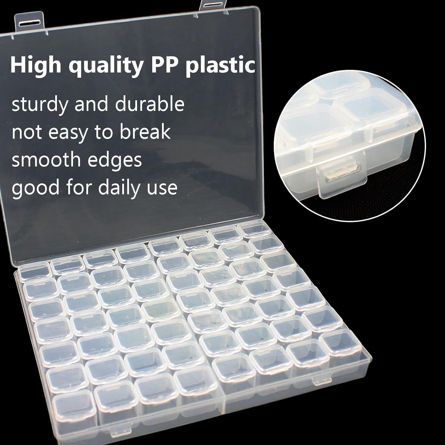 Acbbmns 1Pc 56 Grids Diamond Painting Box Clear Plastic Beads Storage Organizer Box Embroidery Case for Diamond Painting Accessories DIY Rhinestone Beads Nail Art Small Findings image number 6