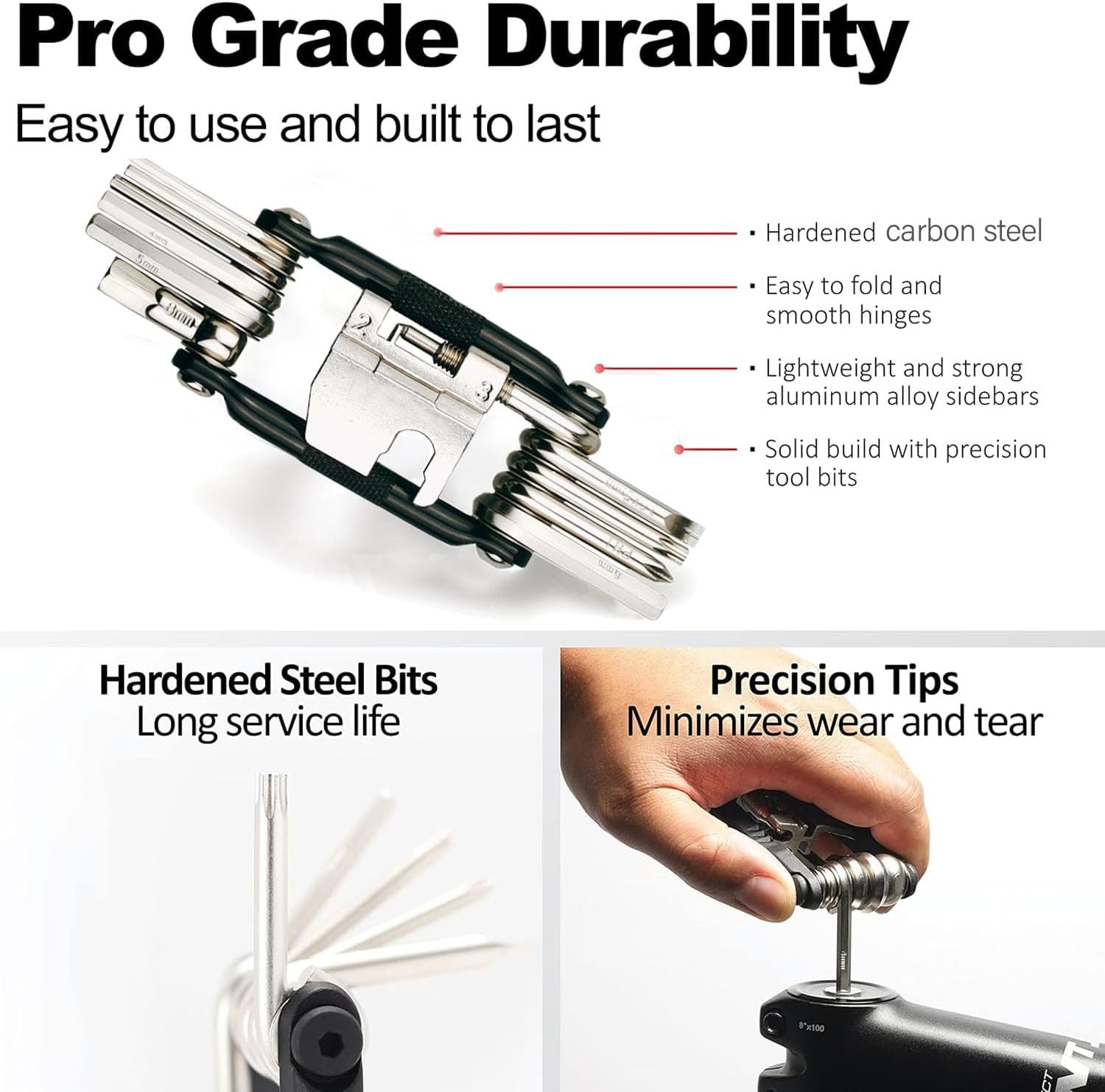 17 in 1 Bike Multi Tool Kit with Chain Breaker Ergonomic and Lightweight MTB Bike Repair Kit Motorcycle Accessories Stainless Steel image number 2