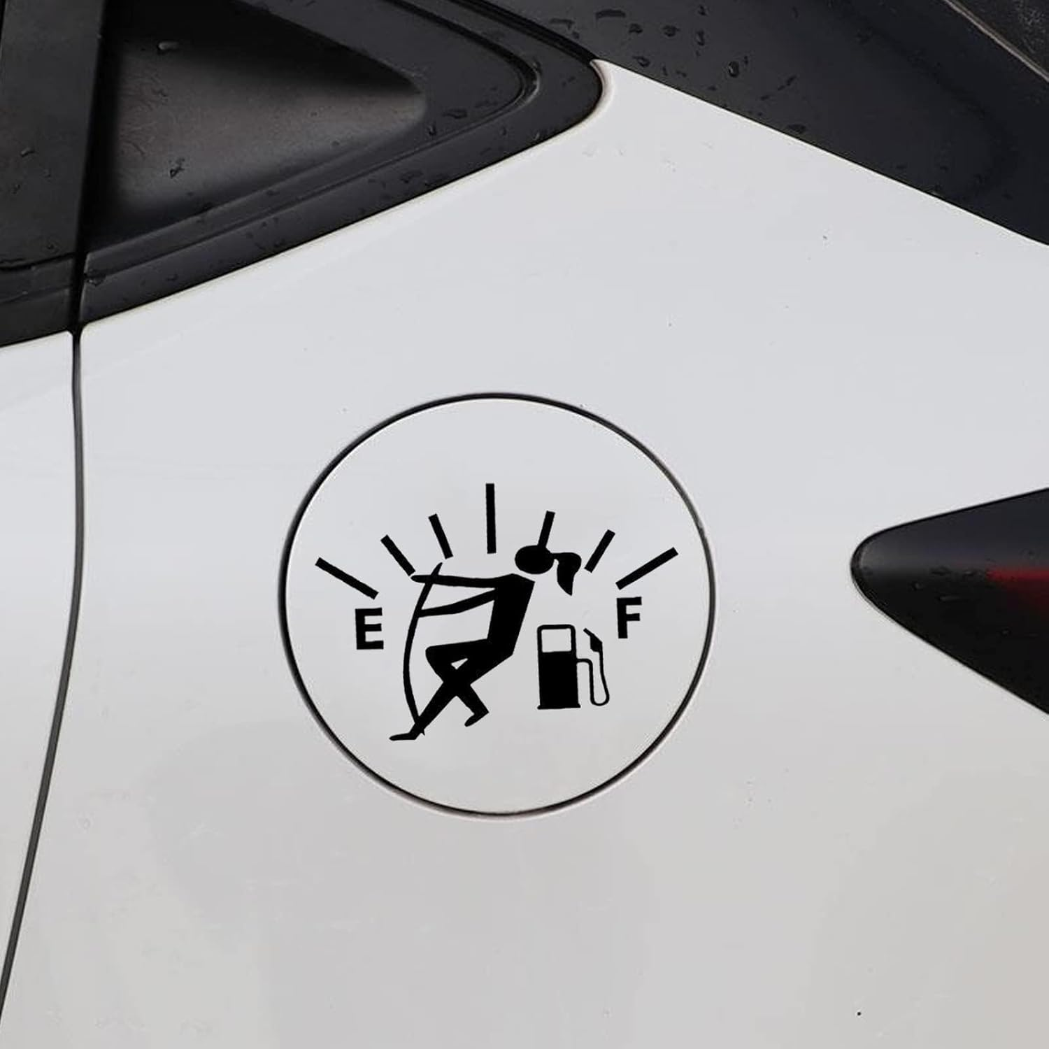 Funny Car Stickers, High Gas Consumption Decal, Woman Adjusting Fuel Gauge Empty Stickers, Waterproof Fuel Gage Stickers for Cars, Motorcycles, Trucks, Universal Car Decals((1 Pcs- Black) image number 5