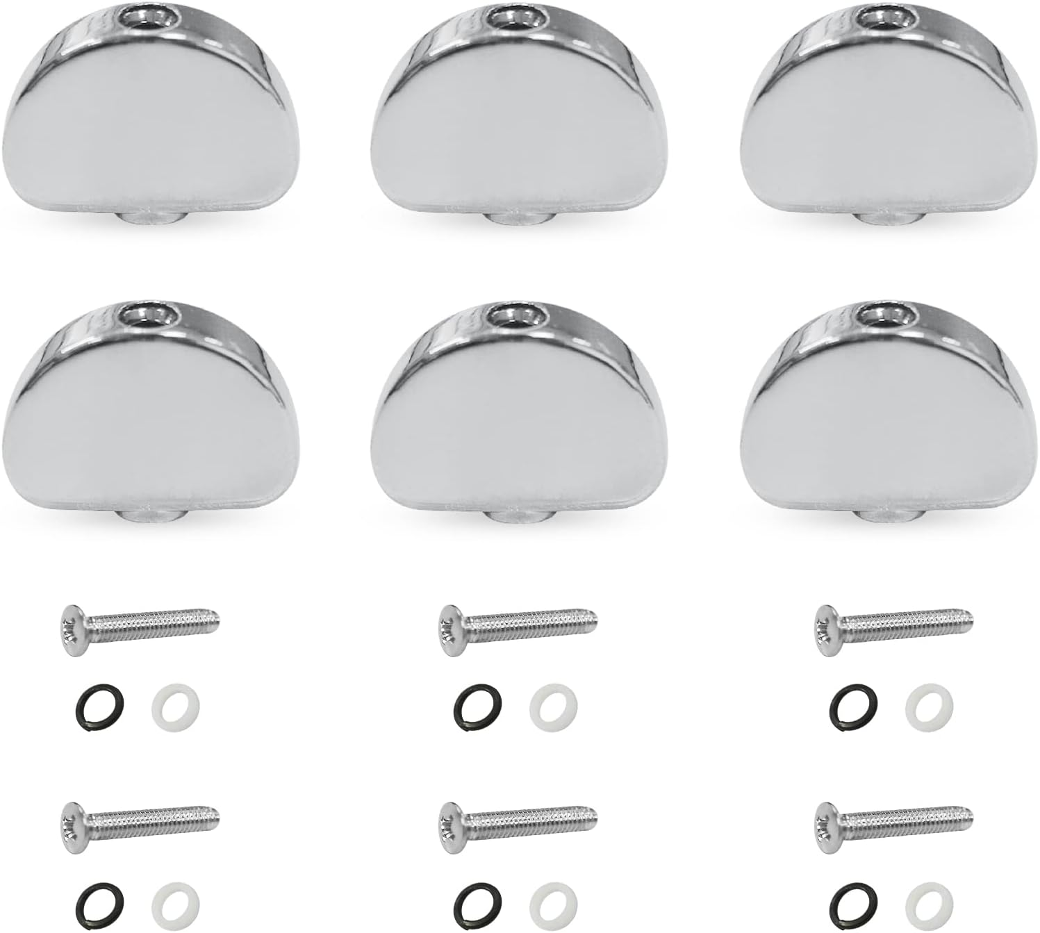 MAXCHEER 6PCS Metal Big Semicircle Guitar Tuning Pegs Tuners Machine Heads Replacement Buttons Knobs Handle (Chrome)