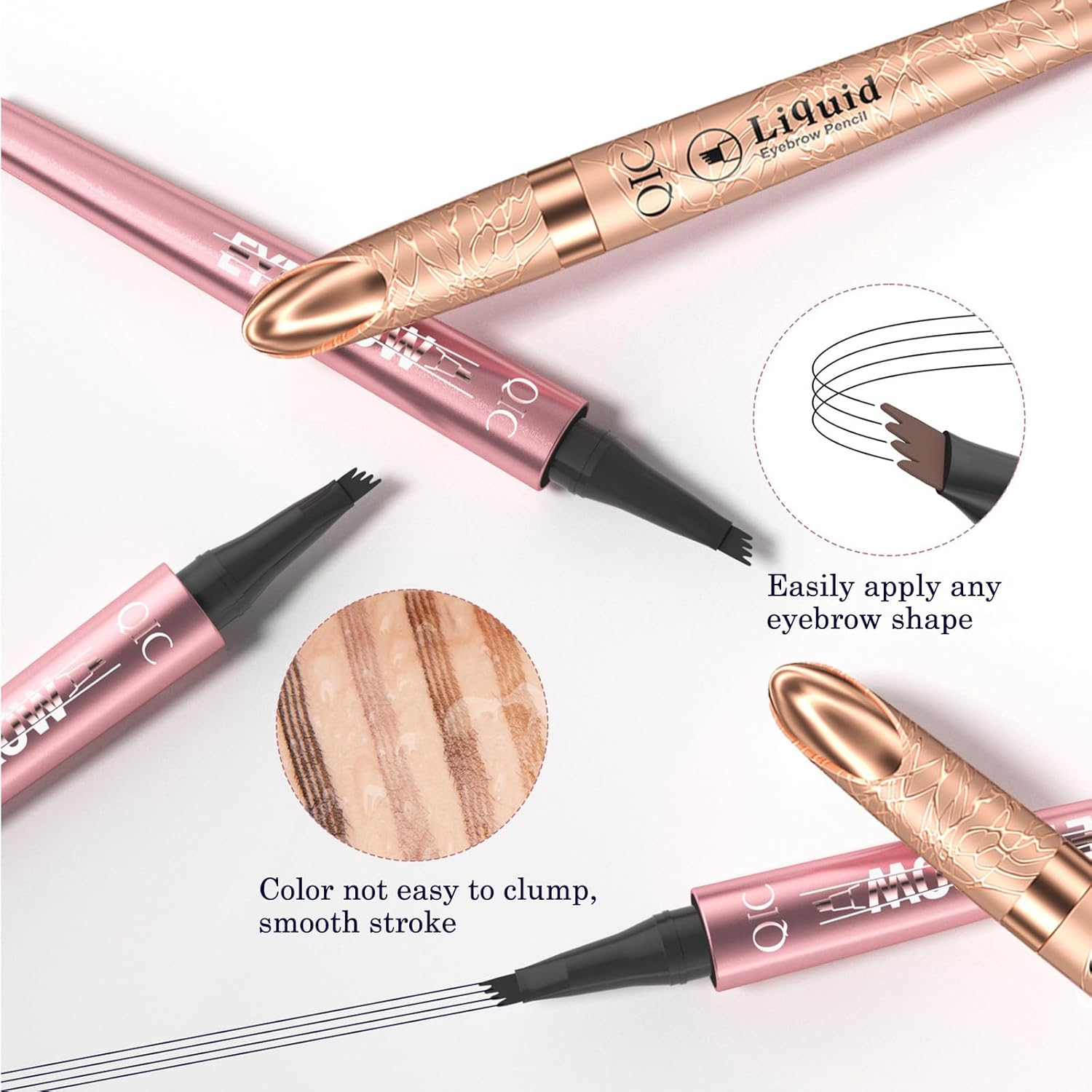 2 Pcs Eyebrow Tattoo Pencil,3D Microblade Eyebrow Pen with 4 Fork Tip Magic Eyebrow Pencil Waterproof Smudge-Proof Natural Eyebrow Hair Micro Eye Brow Pencil for Women (Grey) image number 3