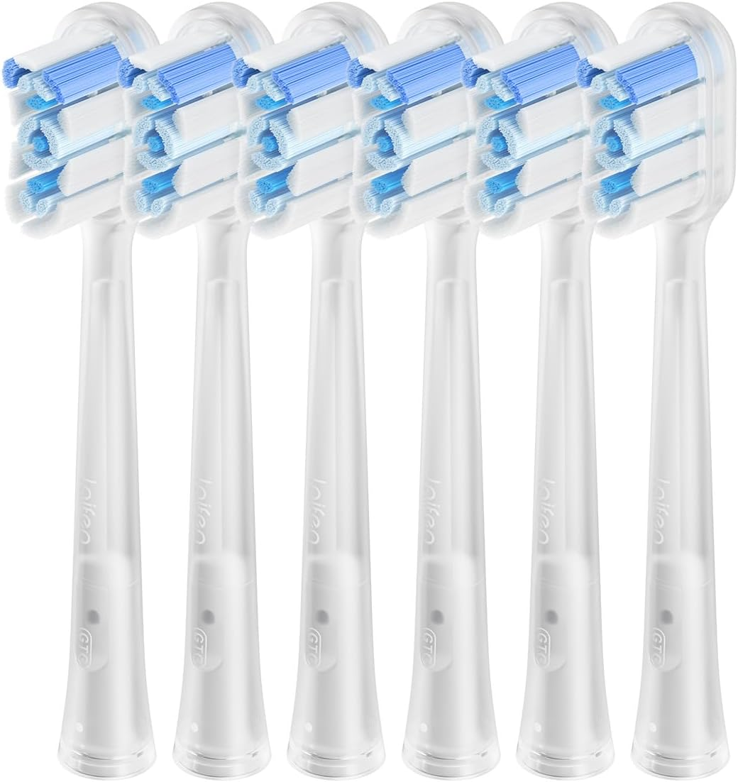 Laifen Electric Toothbrush Heads 6 Packs, Compatible with Laifen Wave Electric Toothbrush (Super-Clean, Transparent) image number 1