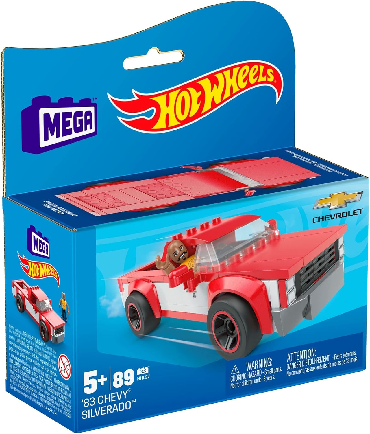 Hot Wheels MEGA 83 Chevy Silverado Real Racecar Building Set with 89 Pieces with Micro Figure Driver Figure, Toy Gift Set for Ages 5 and Up image number 1
