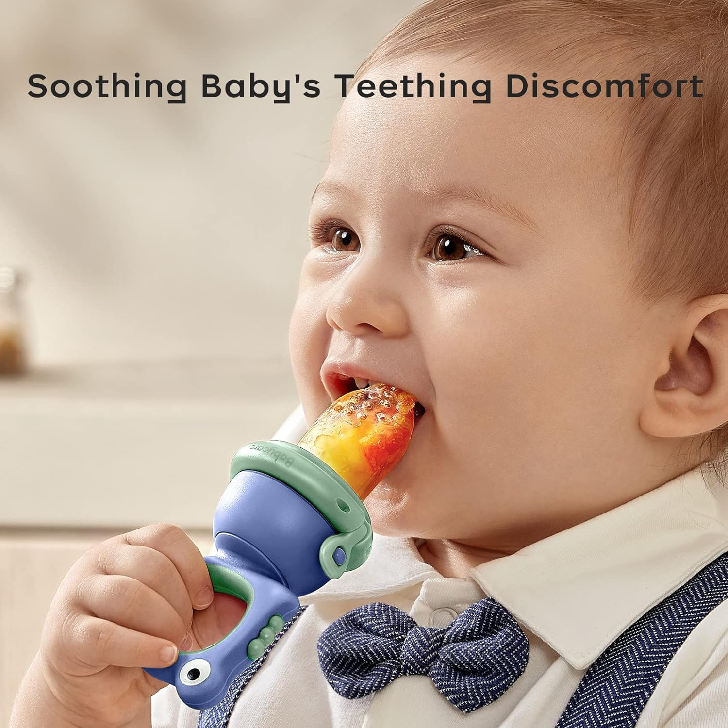 Bc Babycare Baby Food Feeder Pacifiers, Two Size Baby Fruit Pacifier Feeder 2 Pack for Different Month Age Baby,Silicone Food Grade Infant Teether Training Massaging Toy Could Rotate to Squeeze (Blue) image number 6