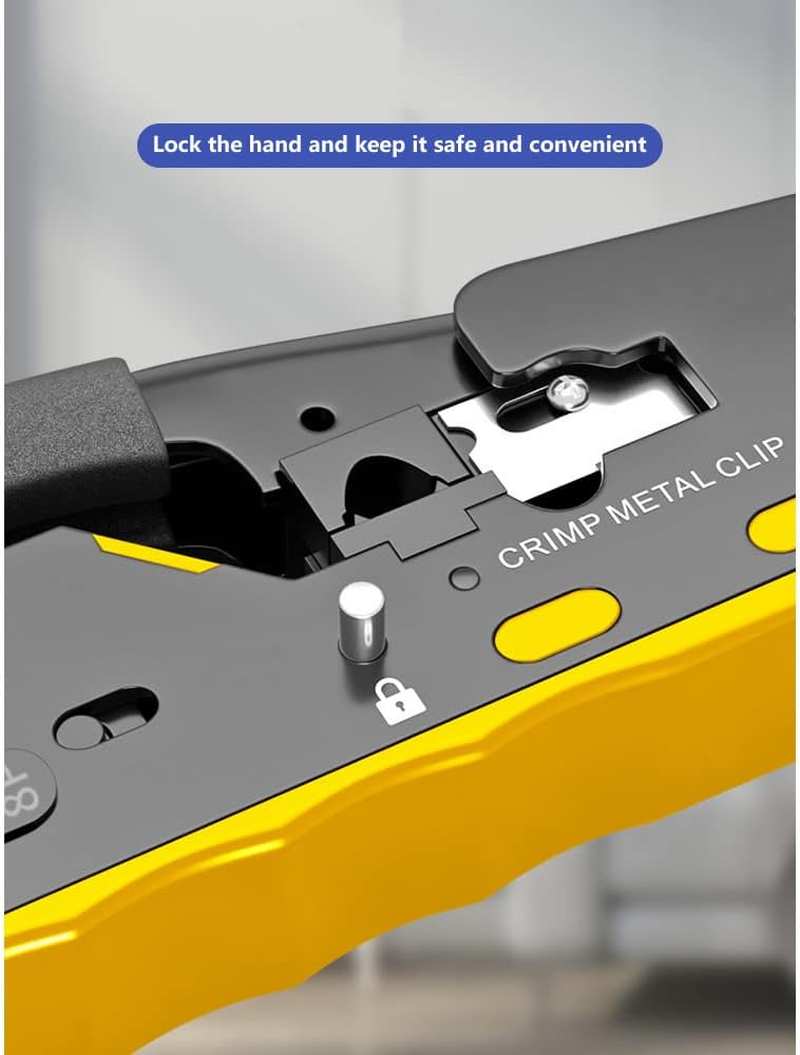 RJ45 Pass through Crimp Tool, RJ45 Cat5 Cat6 Cat7 Crimping Tool, RJ11 Crimping Tool, Ethernet Network Cable Crimper Stripper, Modular Crimping Equipment Mini Tool Pliers