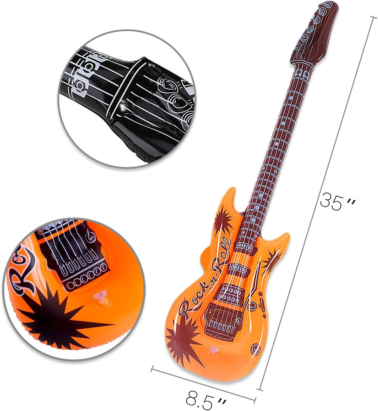 NOVELTY PLACE 12Pcs Inflatable Guitar Toy for Kids - Blow up Guitars Inflatable Rock Star Guitar Toy Assorted Colors, Kids Birthday Party Decoration Gift Musical Concert Themed Party Favor
