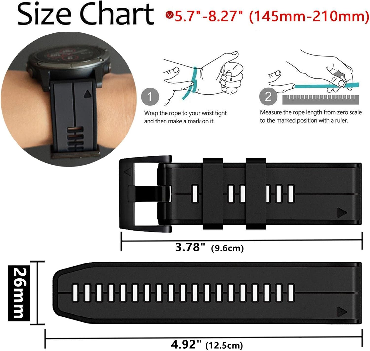 Abanen Quick Fit Silicone Watch Bands for Garmin Fenix 8 51Mm / Fenix 7X / Fenix 6X / Fenix 5X / Instinct 2X,Soft Sport Bicolor Waterproof Wristband Strap for Epix Pro 51Mm,Tactix 7 Pro image number 4