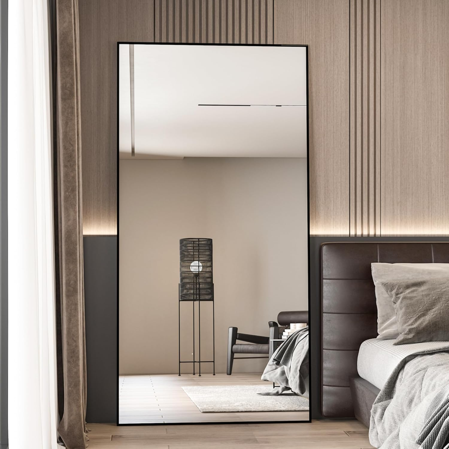 CASSILANDO Oversized Full Length Mirror, 180 * 80Cm Extra Large Floor Standing Mirror with Aluminum Alloy Frame for Bedroom image number 6