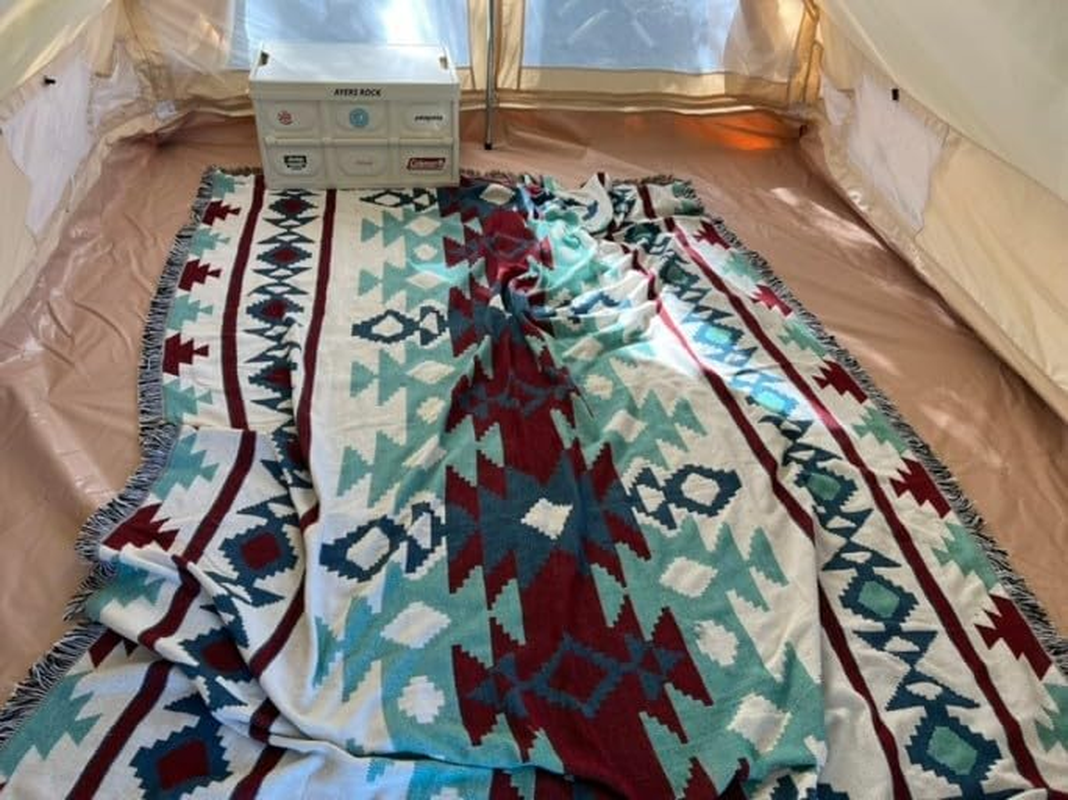 Peel Forest 100% Recycled Vanlife Throw Blankets with Tassels Cozy Woven Aztec Bed Couch Throws Rug Travel (62"X83")&hellip; image number 6