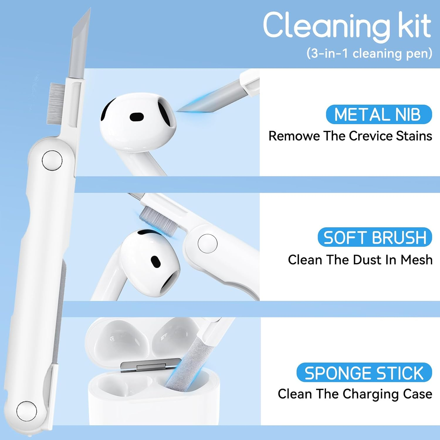 For Airpods 4 Case Cover（2024） with Lock & Phone Stand,Soft TPU Transparent Protective Case for Airpod 4Th Anc（Active Noise Cancellation） for Women&Man with Cleaning Kit and Keychain image number 3