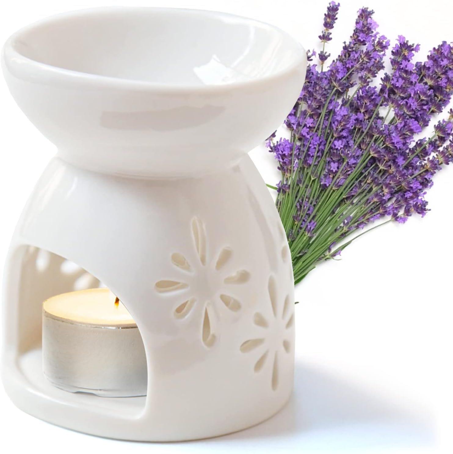 Ceramic Fragrance Lamp Censer Aroma Diffuser Tea Light Holder Oil Burner Aroma Lamp Candle Holder Aroma Lamp Tea Light Oil Aroma Burner Used for Sleep Aid Relaxation Meditation image number 4