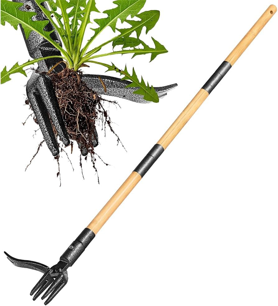 Weed Puller Tool,Stand up Weed Puller Tool,Weed Picker, Gardening Hand Weeding Tool,With Long Handle,For Garden Patio Backyard Lawn,Easy to Use,4 Claw Steel Head Weeder Tool