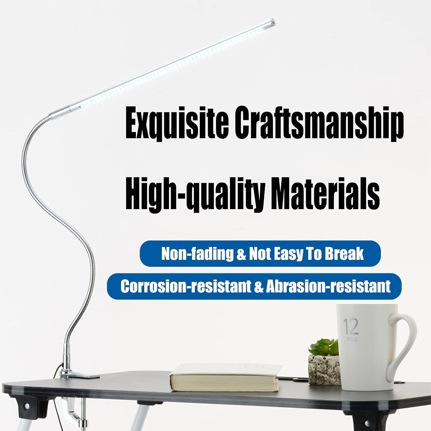 Desk Light with Clamp, USB LED 8W Clip Nail Desk Lamp Eye Care Flexible Gooseneck 360&deg; Clamp Light for Manicure Reading Eyebrow Office Tattoo image number 4